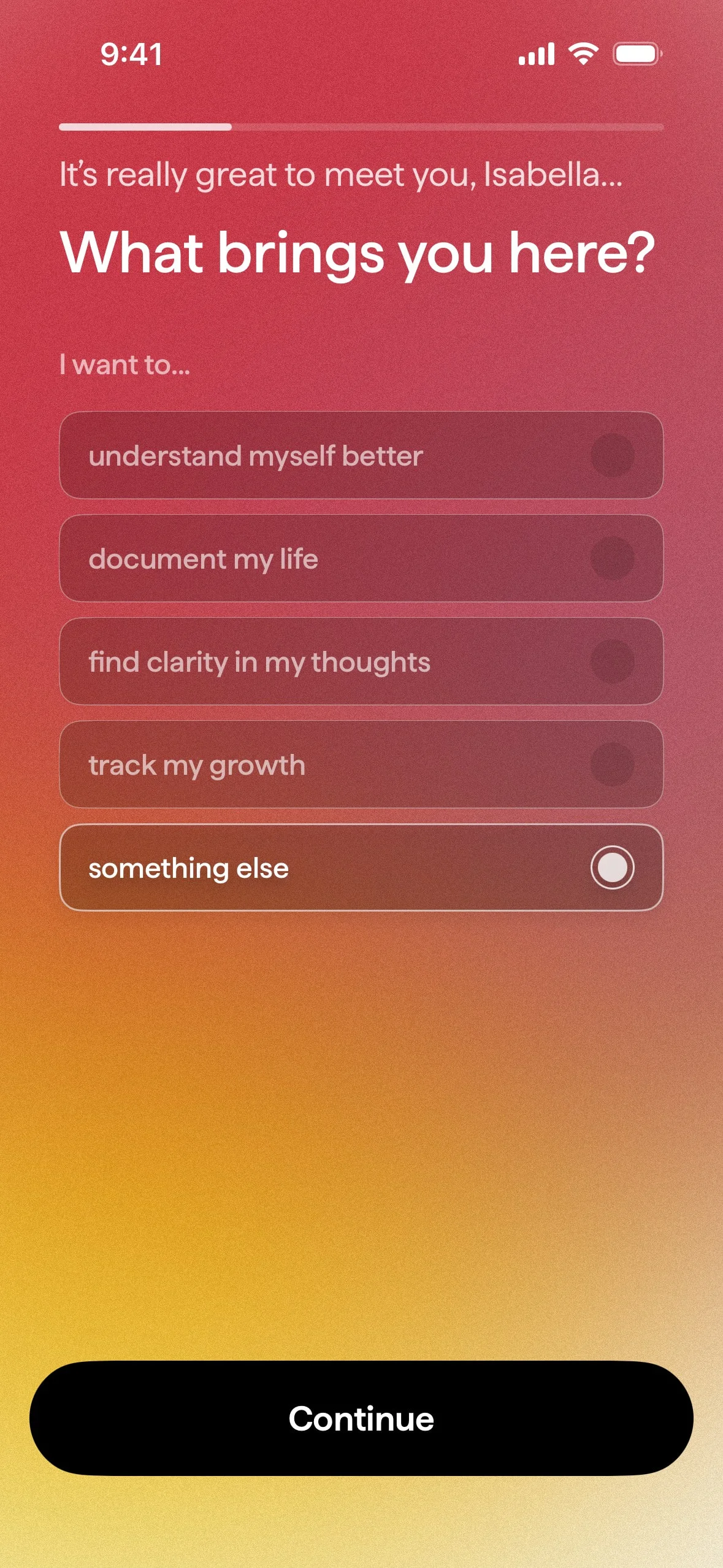 abyjournal UI Design Screenshot: Reflective Self-Discovery & Journaling
