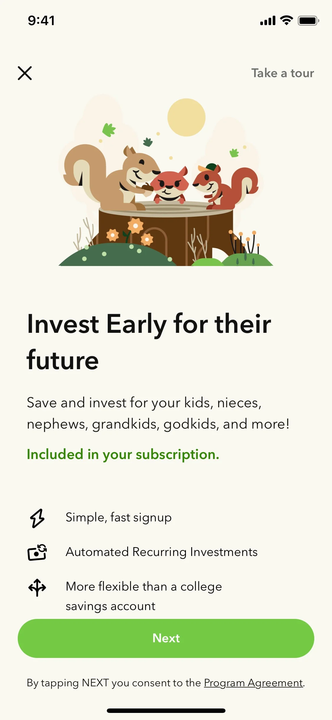 Acornsop UI Design Screenshot: Smart Investing & Savings