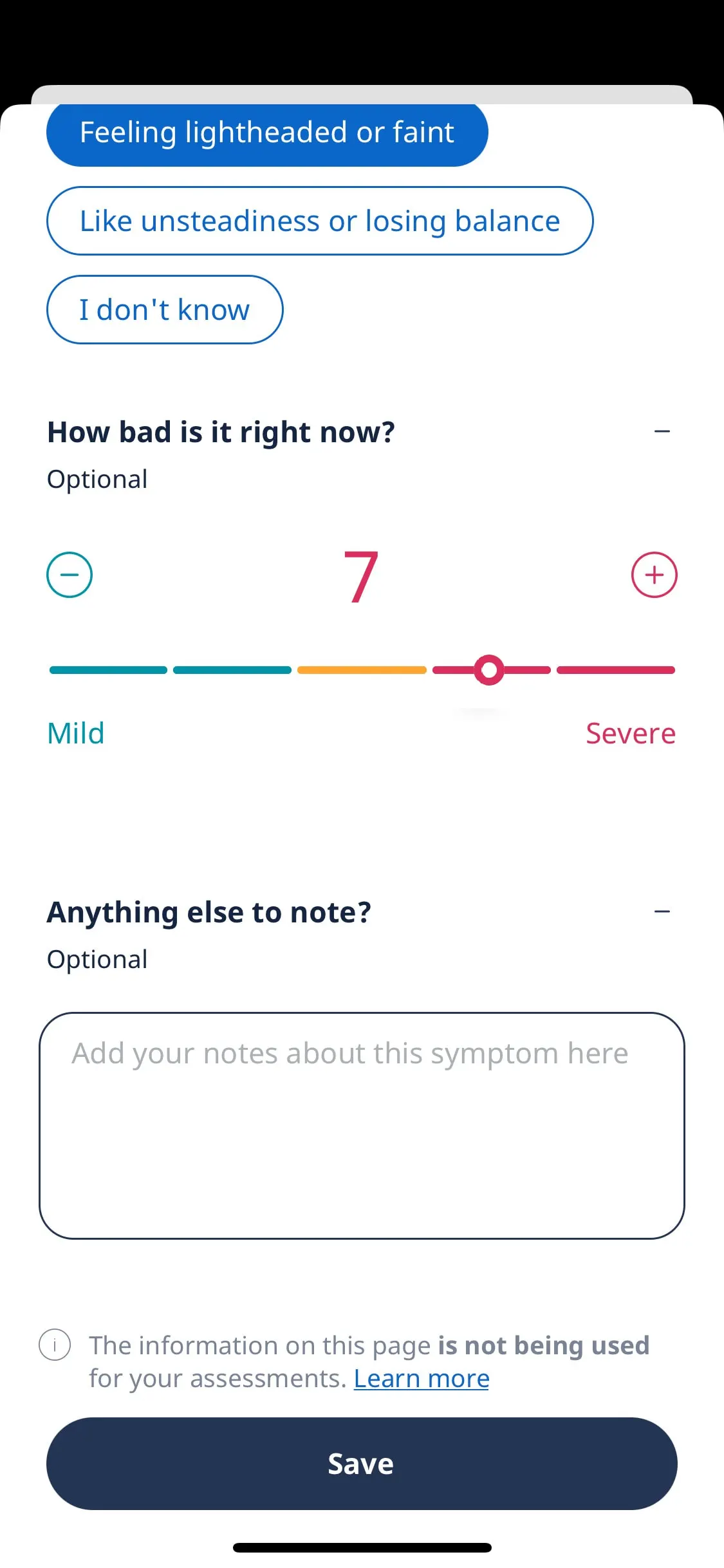 Ada UI Design Screenshot: AI Health Assessment & Symptom Checker
