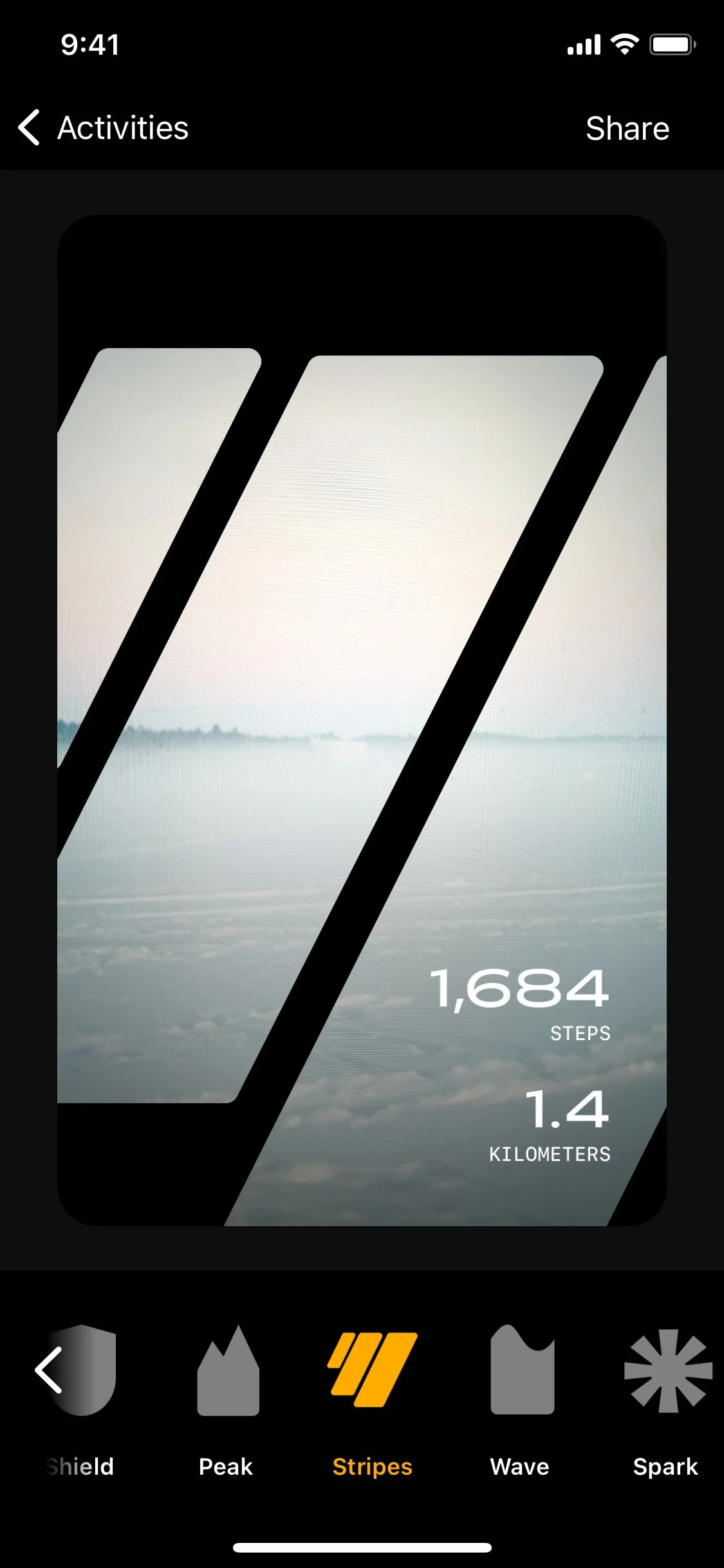 anyDistance UI Design Screenshot: Activity Tracker & Aesthetic Route Visualization