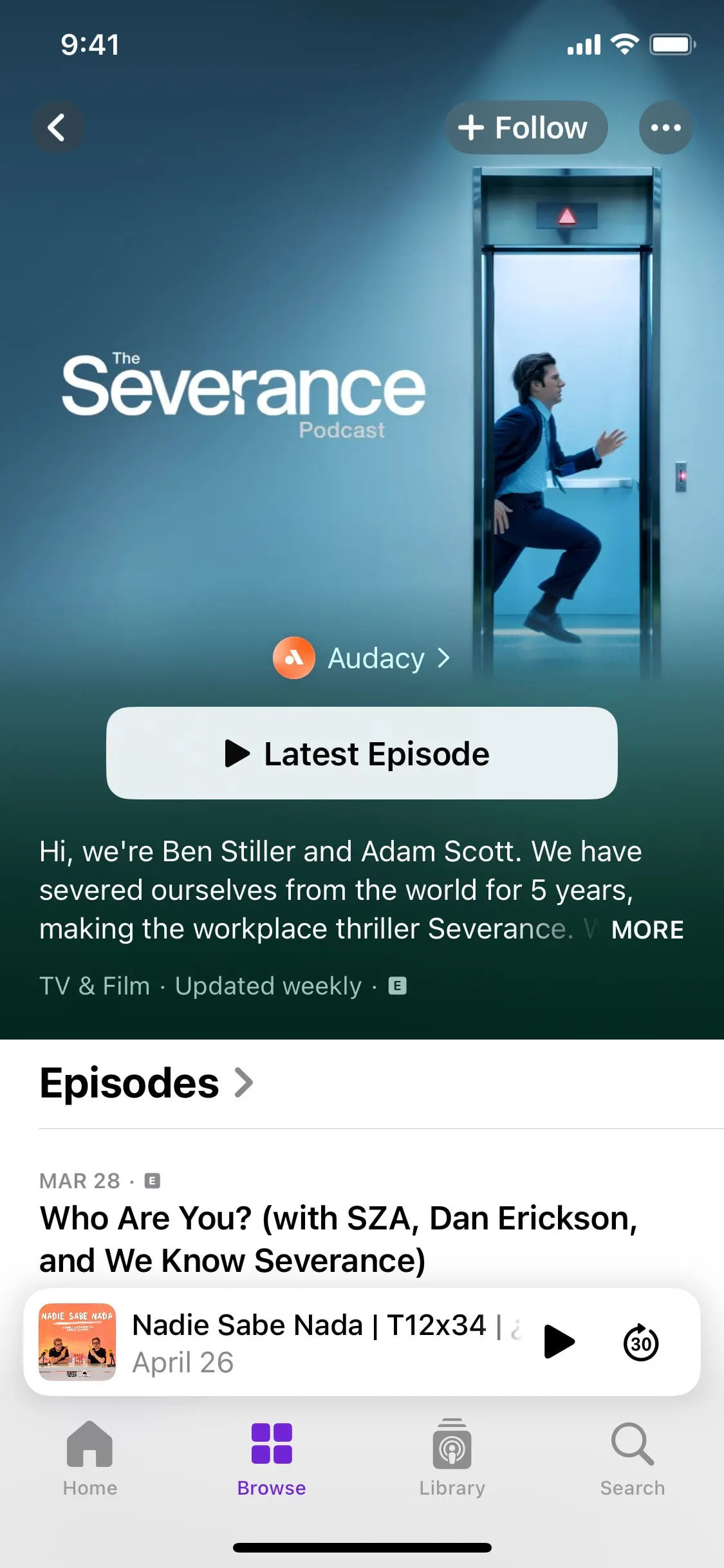 Apple Podcasts UI Design Screenshot: Curated Audio Shows & Narrative Audio