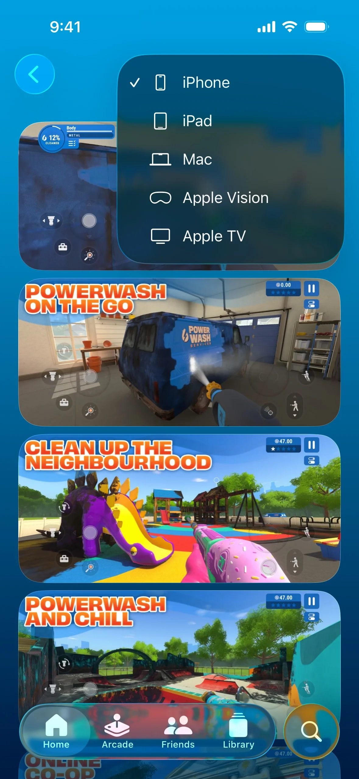 applegames UI Design Screenshot: Curated Gaming Catalog & Arcade Showcase