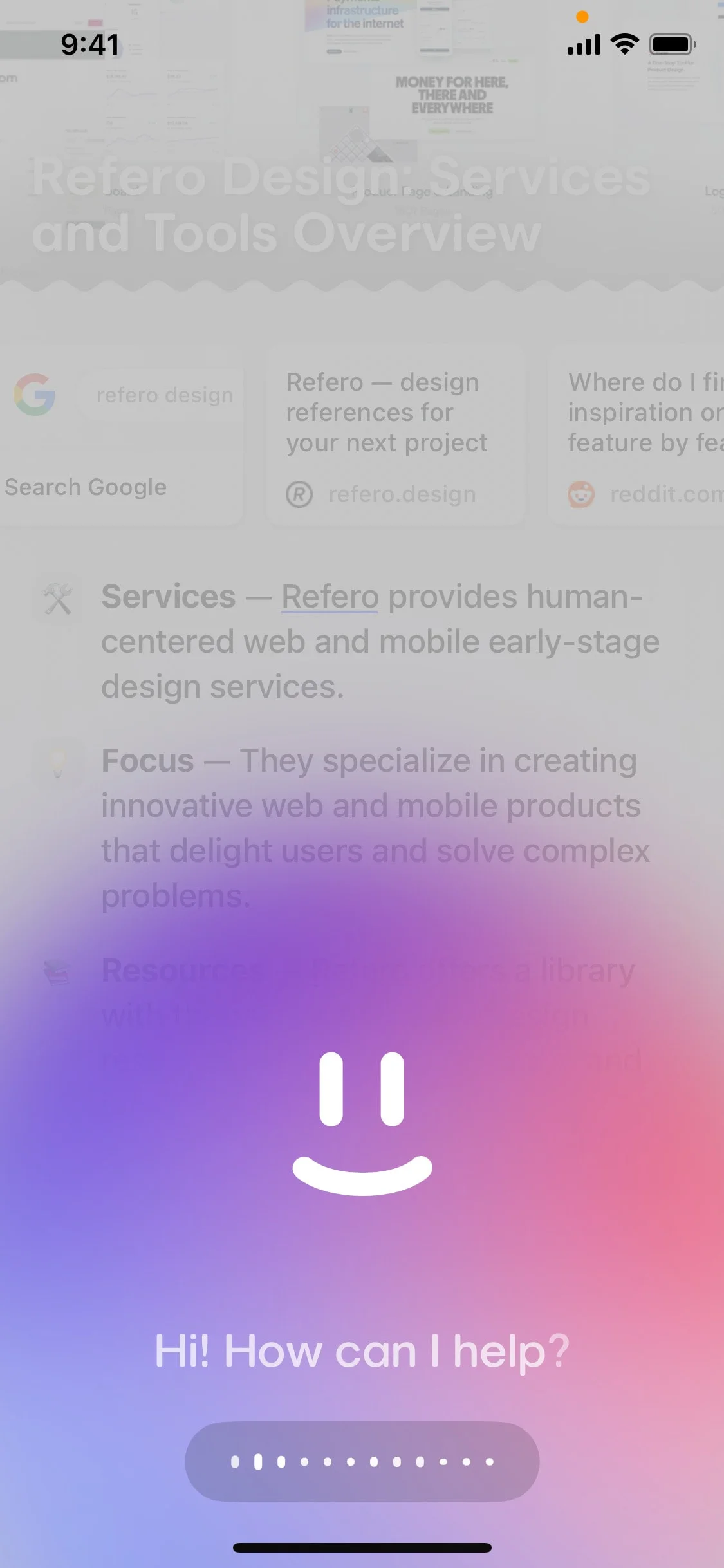 Arc Search UI Design Screenshot: Browse for Me & AI Search