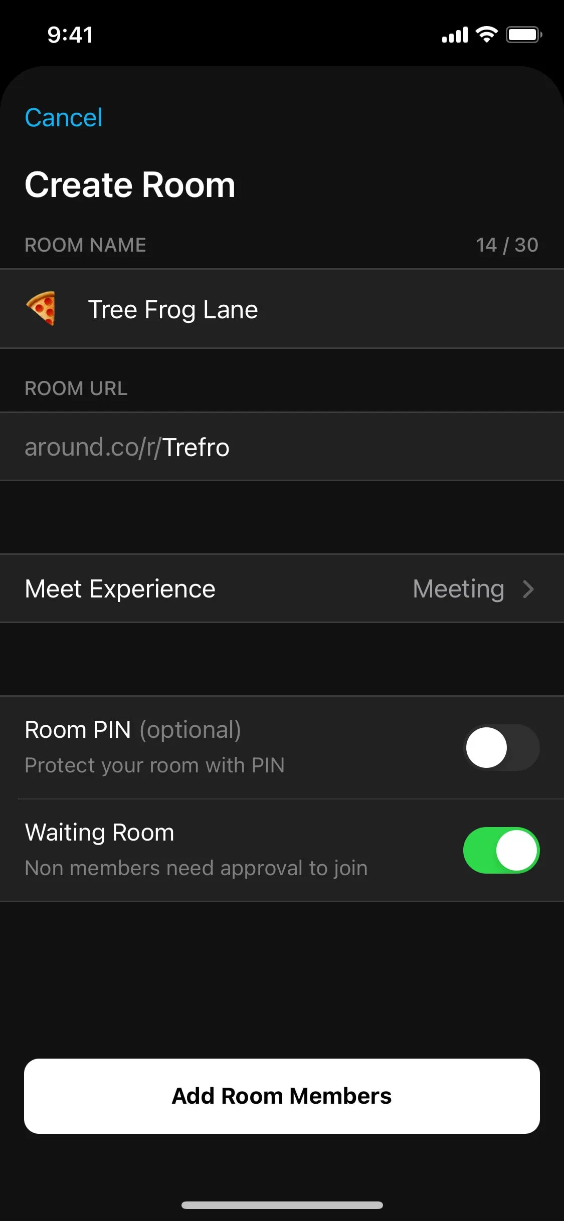 Around UI Design Screenshot: Lightweight Video Calls for Hybrid Teams