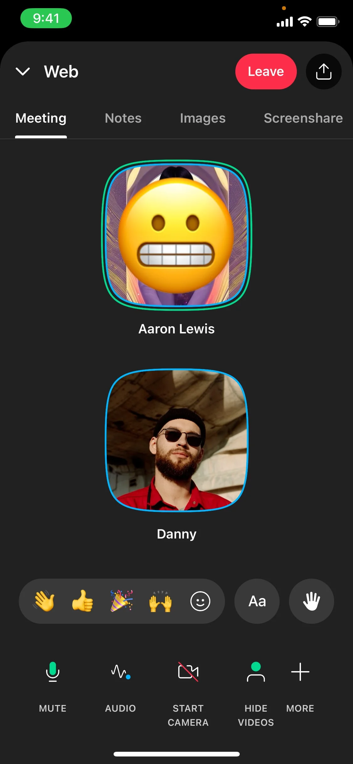 Around UI Design Screenshot: Lightweight Video Calls for Hybrid Teams