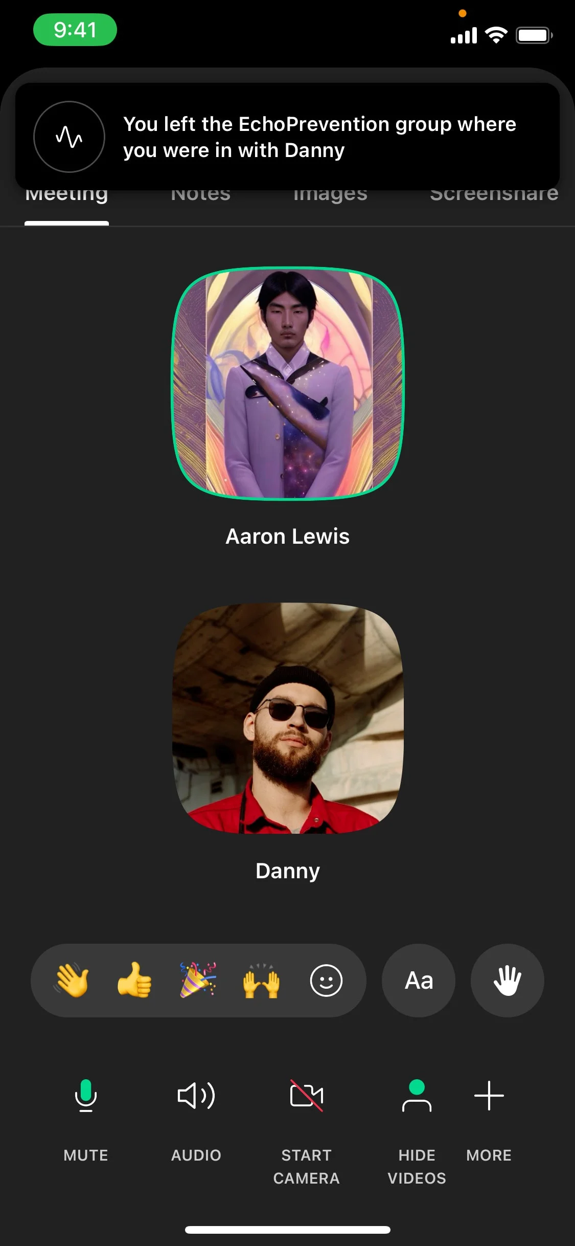 Around UI Design Screenshot: Lightweight Video Calls for Hybrid Teams