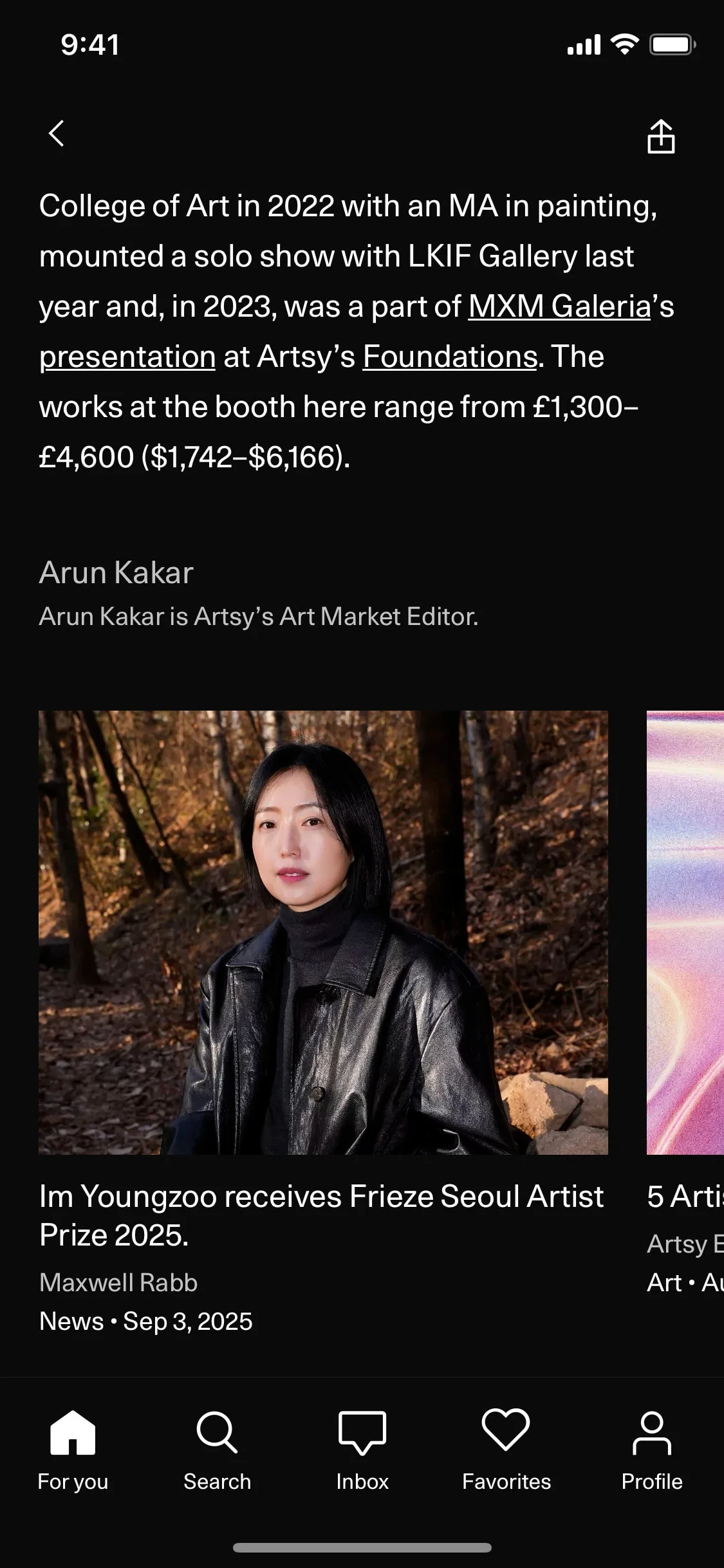 artsy UI Design Screenshot: Contemporary Art Discovery & Auctions