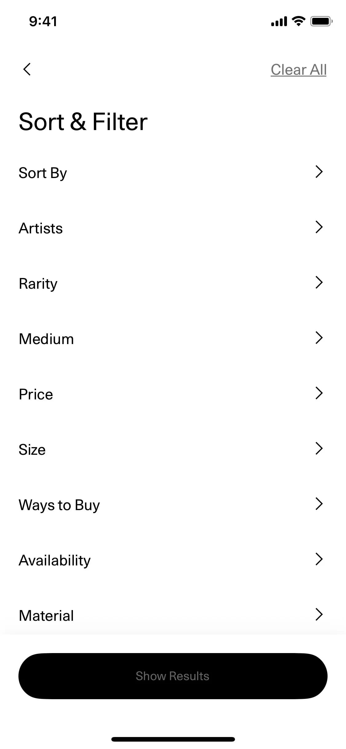 artsy UI Design Screenshot: Contemporary Art Discovery & Auctions