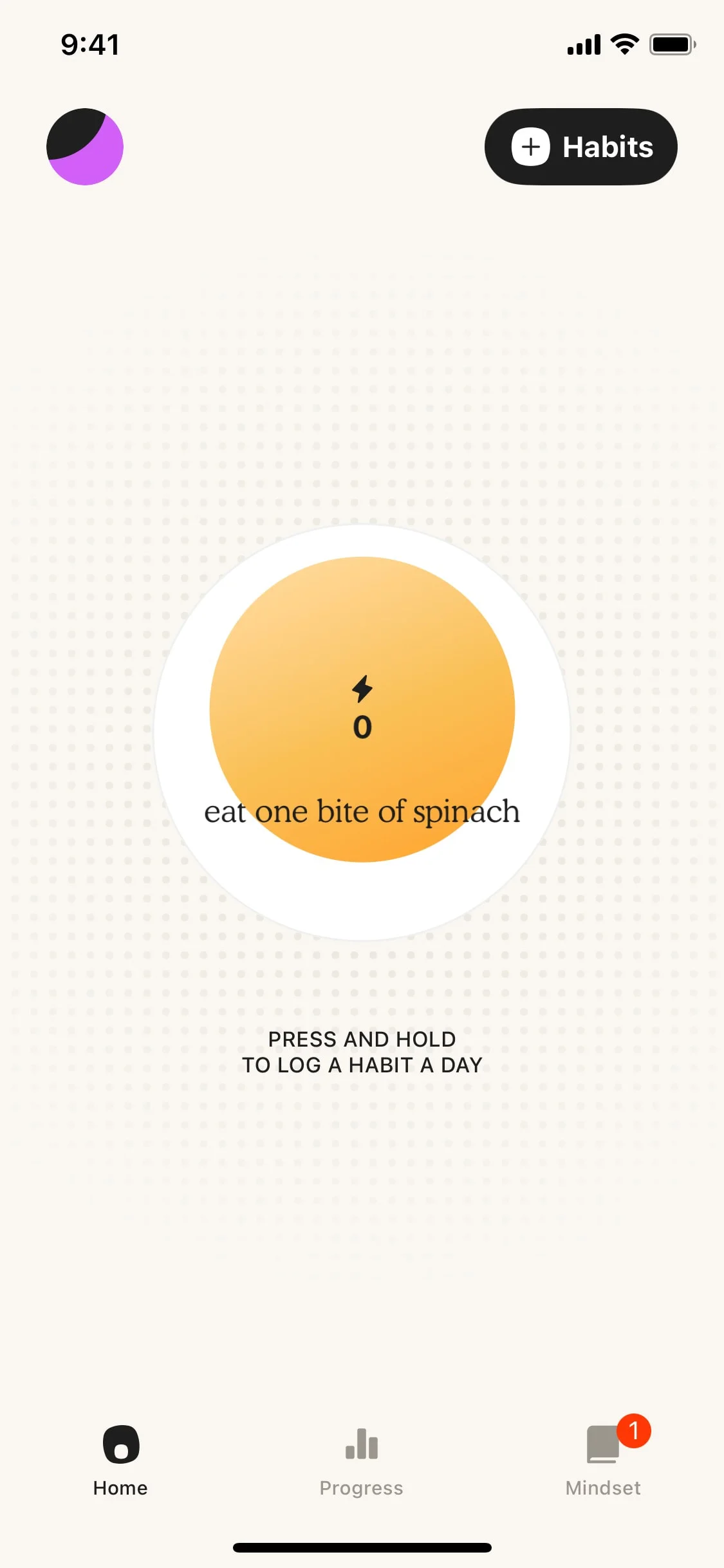 Atoms UI Design Screenshot: Daily Habit Streaks & Behavior Change