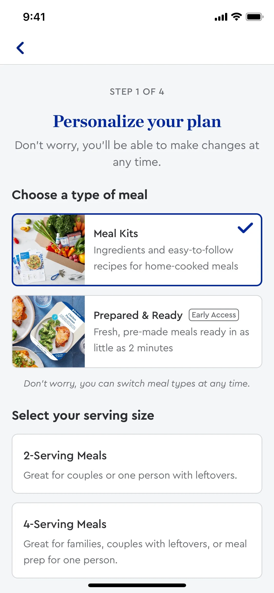 Blue Apron UI Design Screenshot: Gourmet Meal Kits & Recipes