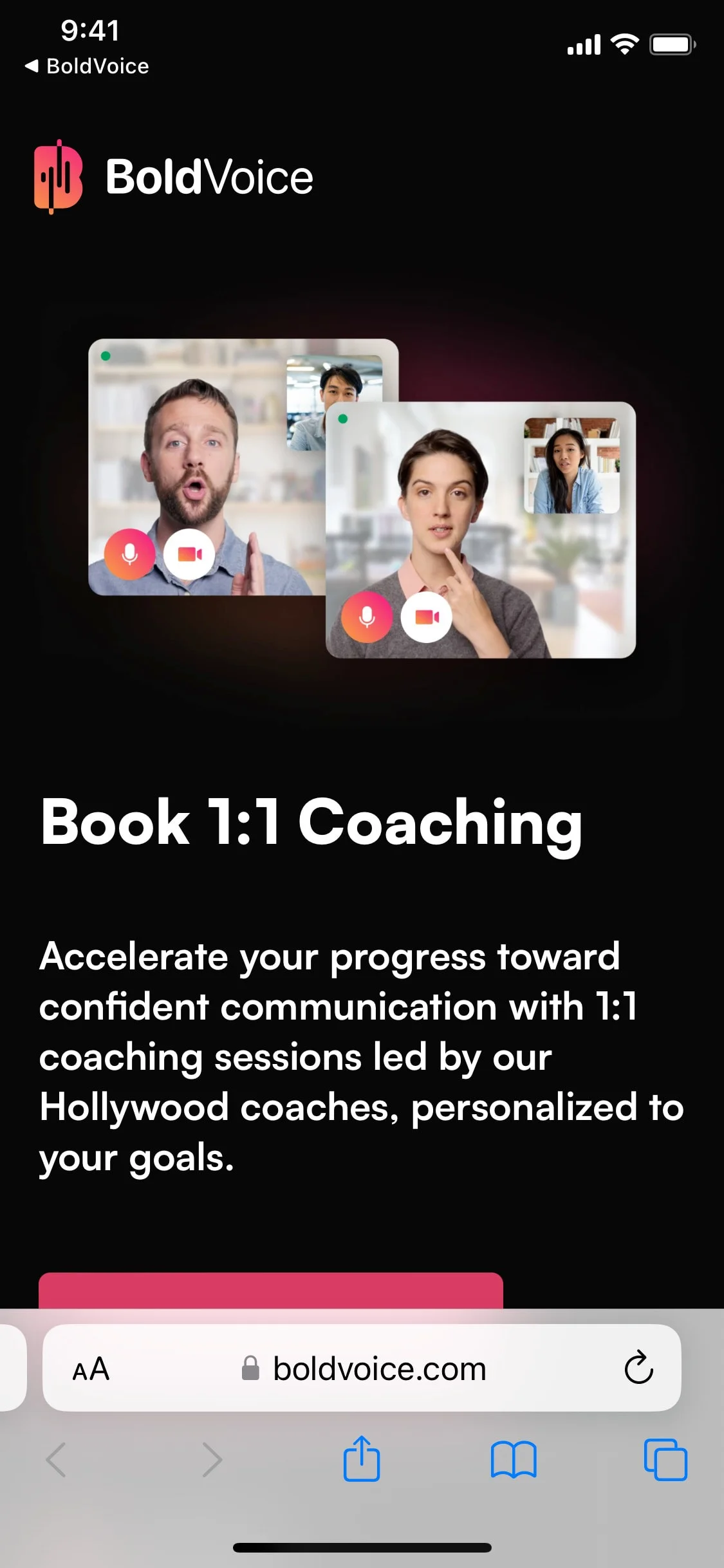 BoldVoice UI Design Screenshot: Accent Training & Public Speaking Coach