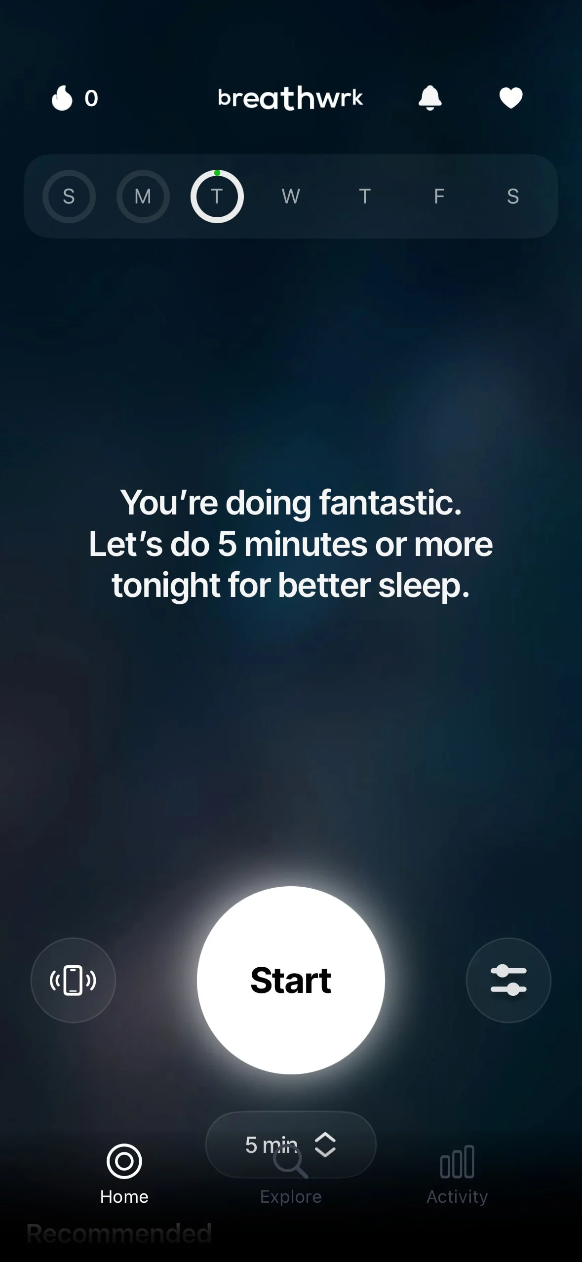 Breathwrk UI Design Screenshot: Guided Breathwork for Stress Relief