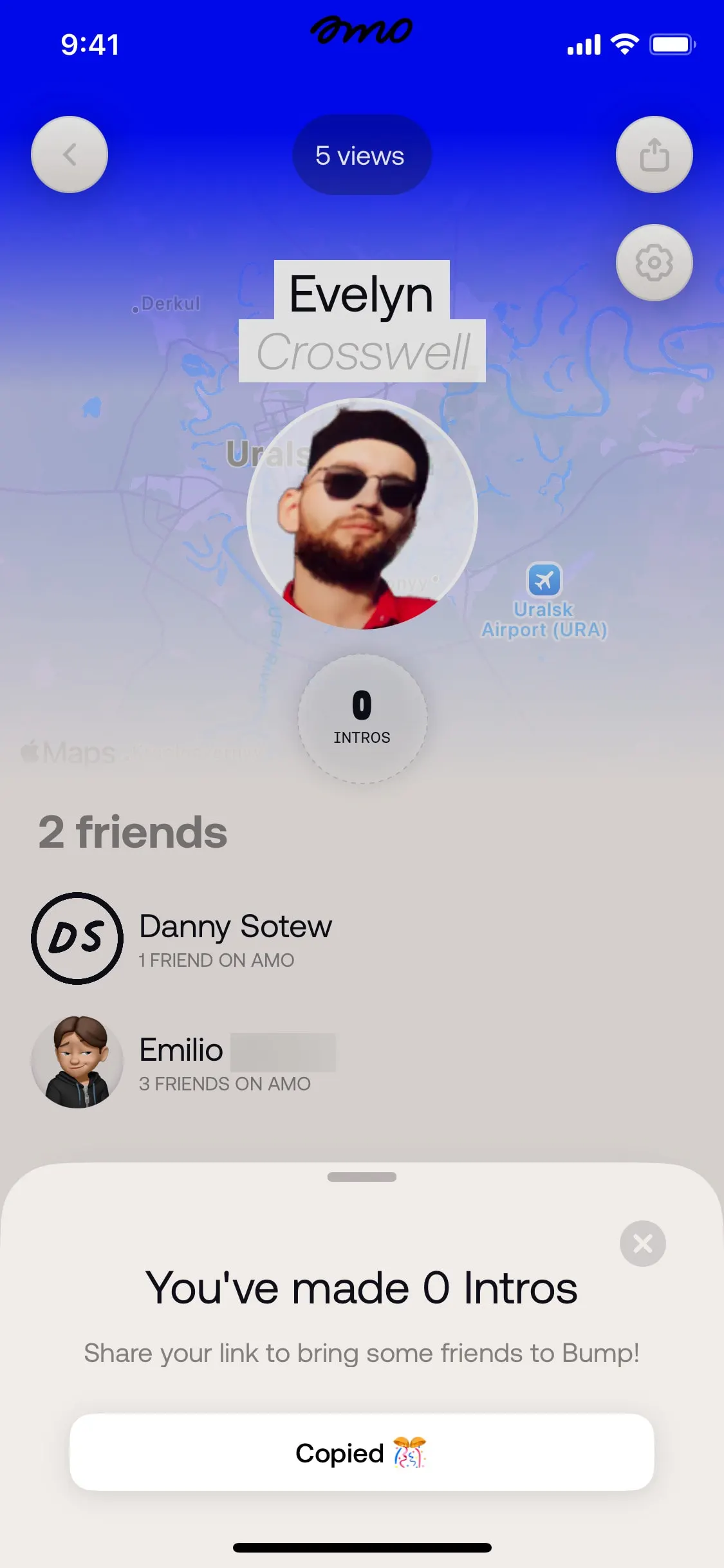 Bump UI Design Screenshot: Spontaneous Social Connections