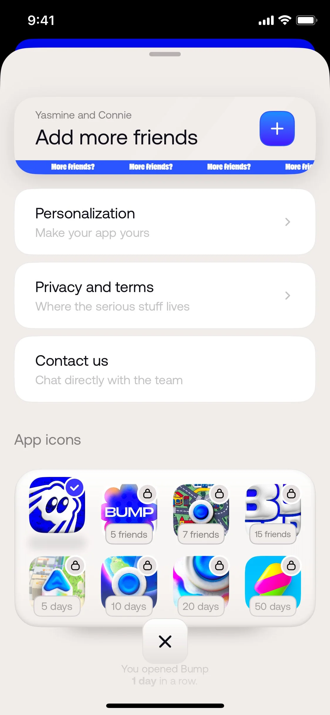 Bump UI Design Screenshot: Spontaneous Social Connections