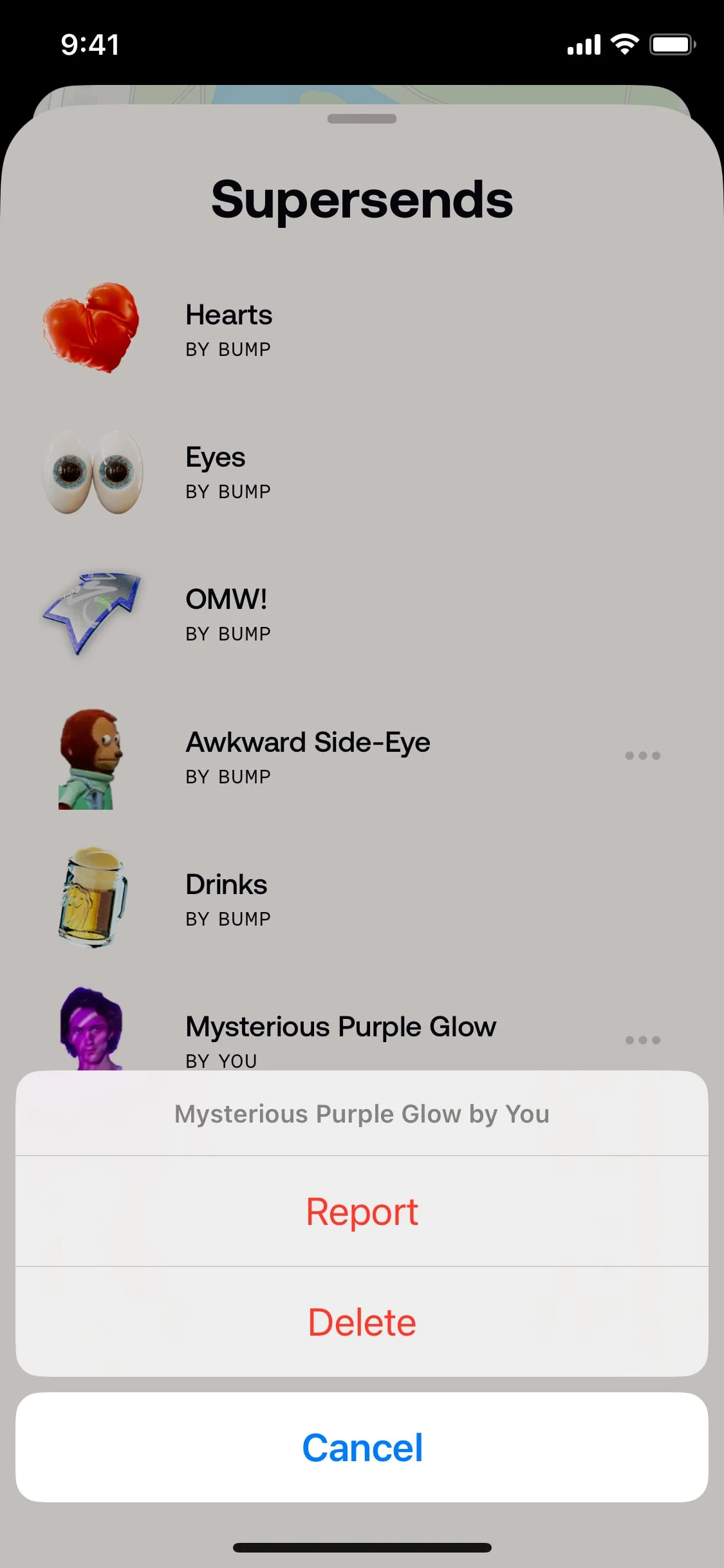 Bump UI Design Screenshot: Spontaneous Social Connections