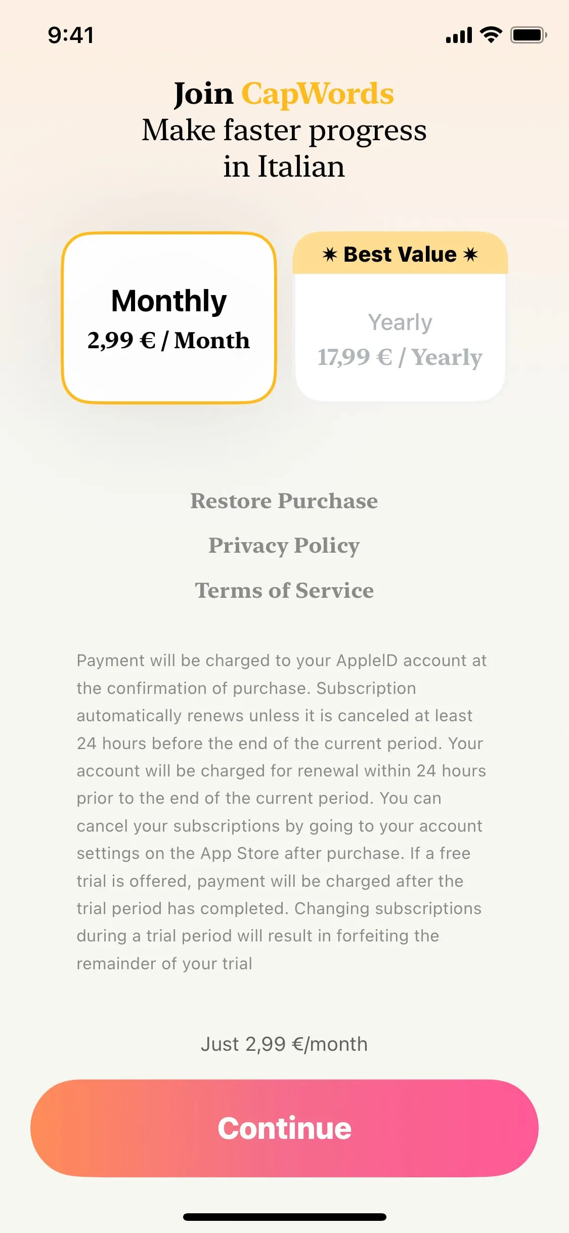 Capwords UI Design Screenshot: Typography & Quote Art Studio