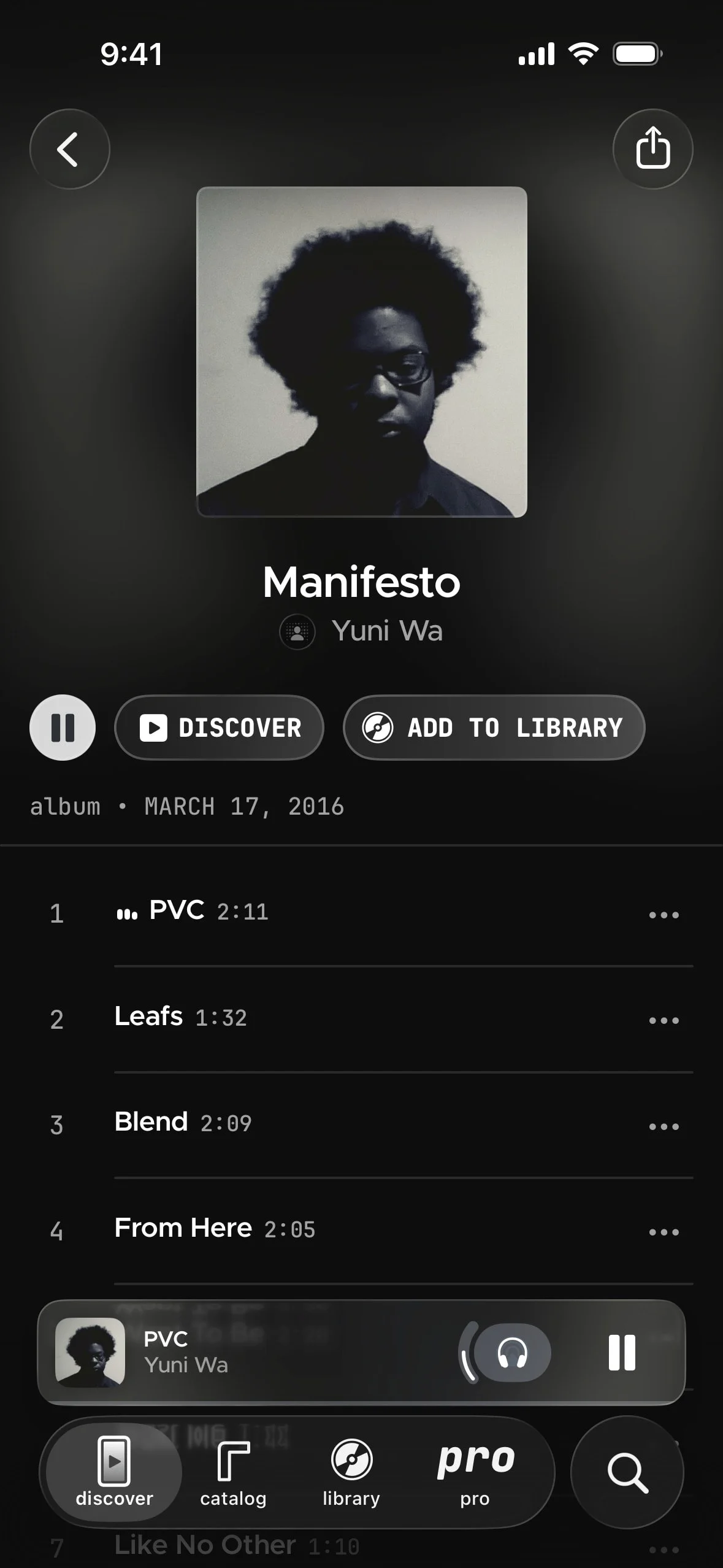 Carbon UI Design Screenshot: Independent Music Catalog & Audio Releases