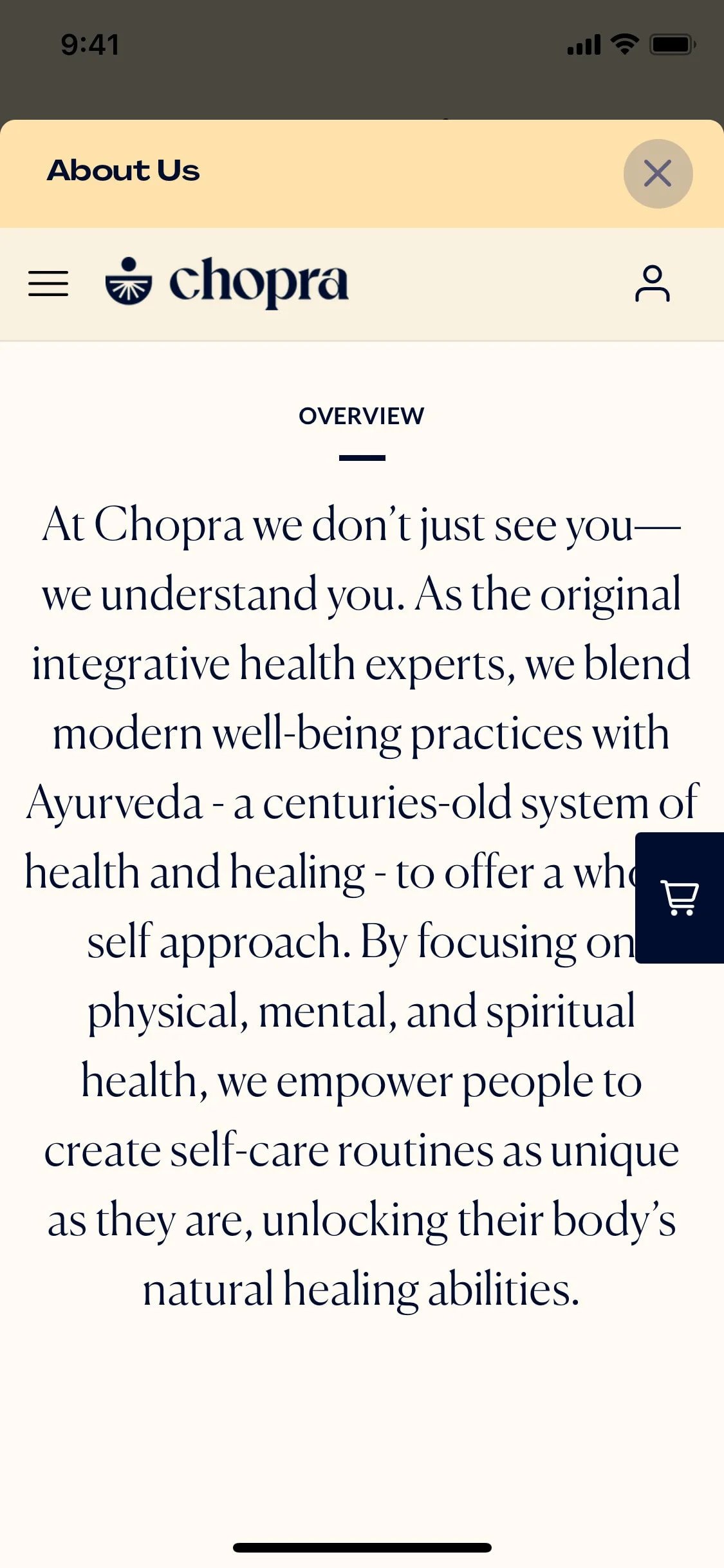 Chopra UI Design Screenshot: Meditation & Well-Being