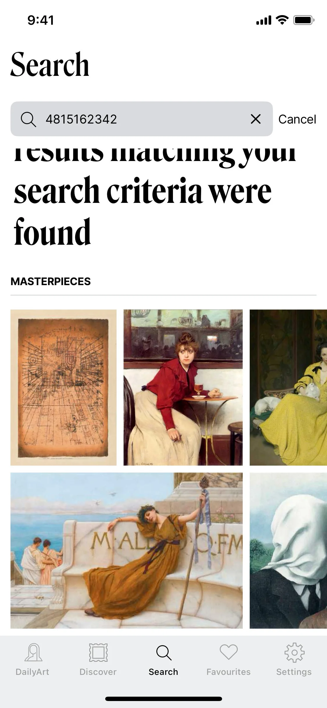 DailyArt UI Design Screenshot: Daily Masterpieces & Art History Stories