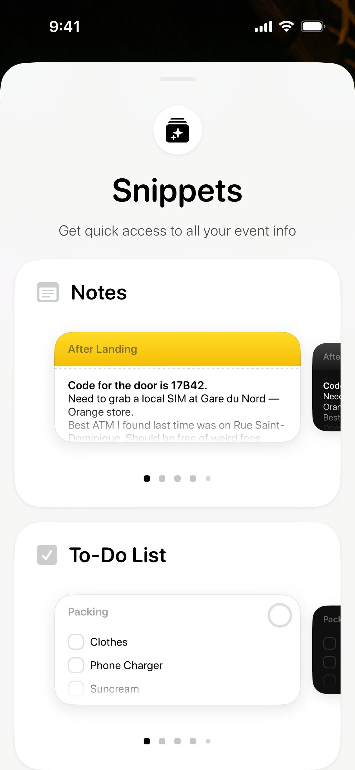 days UI Design Screenshot: Event Countdown & Memory Timeline