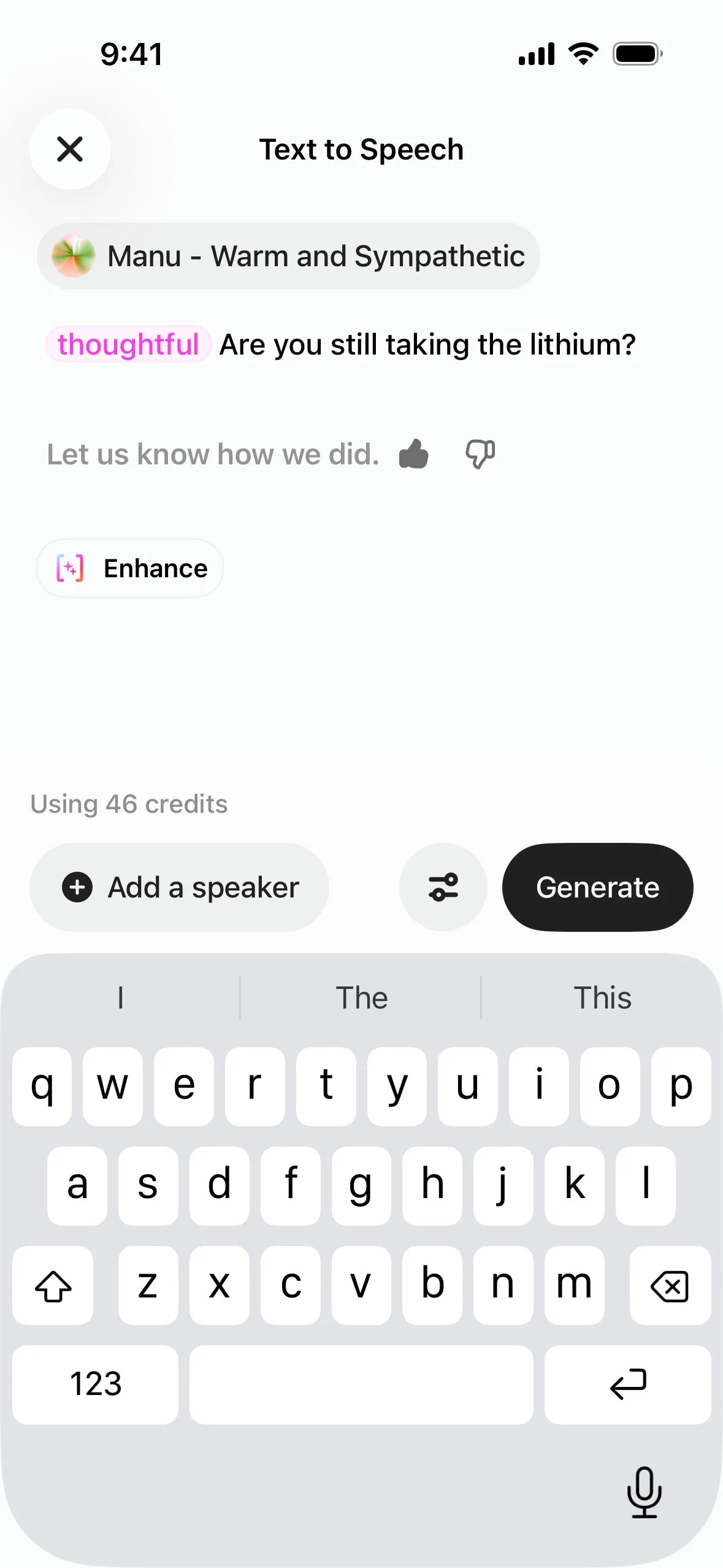 elevenlabs UI Design Screenshot: Generative Voice & Speech Synthesis