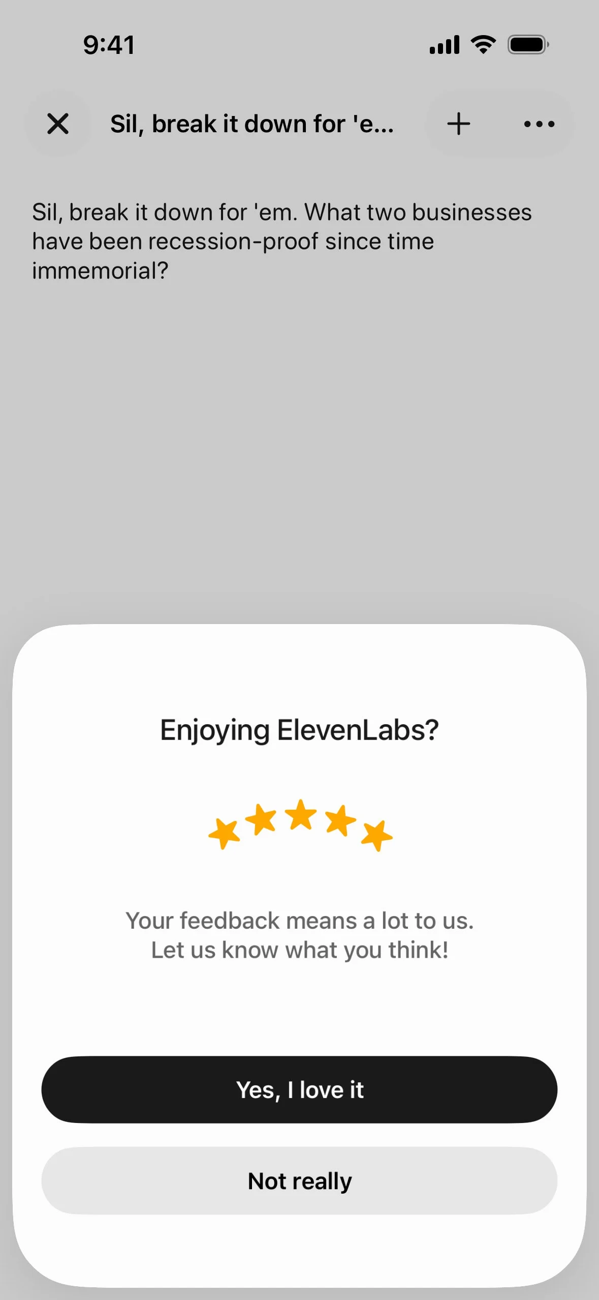 elevenlabs UI Design Screenshot: Generative Voice & Speech Synthesis