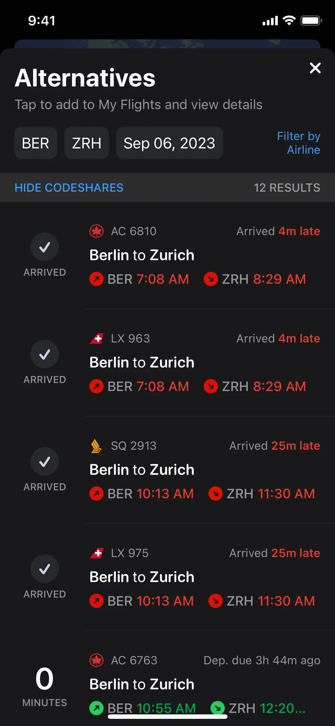 Flighty UI Design Screenshot: Live Flight Tracker & Aviation Radar