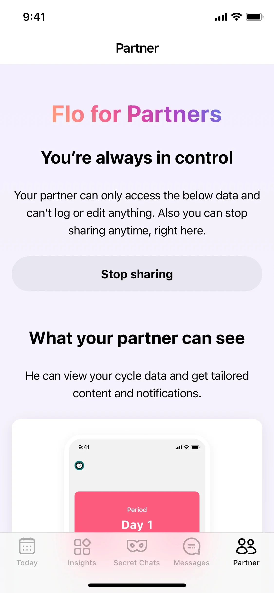 Flo UI Design Screenshot: Period Tracker & Ovulation Calendar