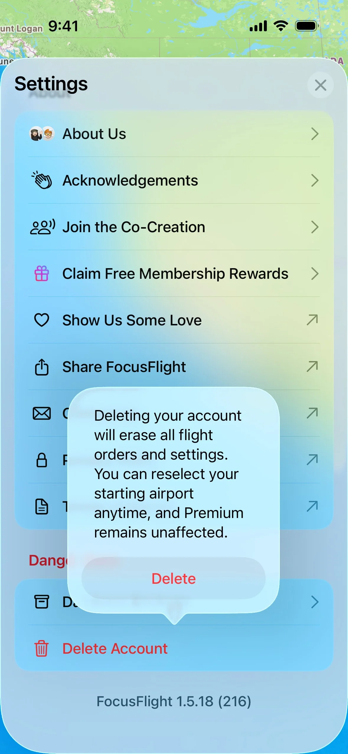 focusflight UI Design Screenshot: Virtual Flight Focus & Productivity Timer