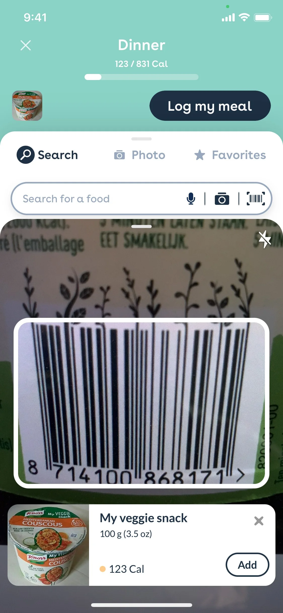 Foodvisor UI Design Screenshot: AI Calorie Counter & Nutrition Camera