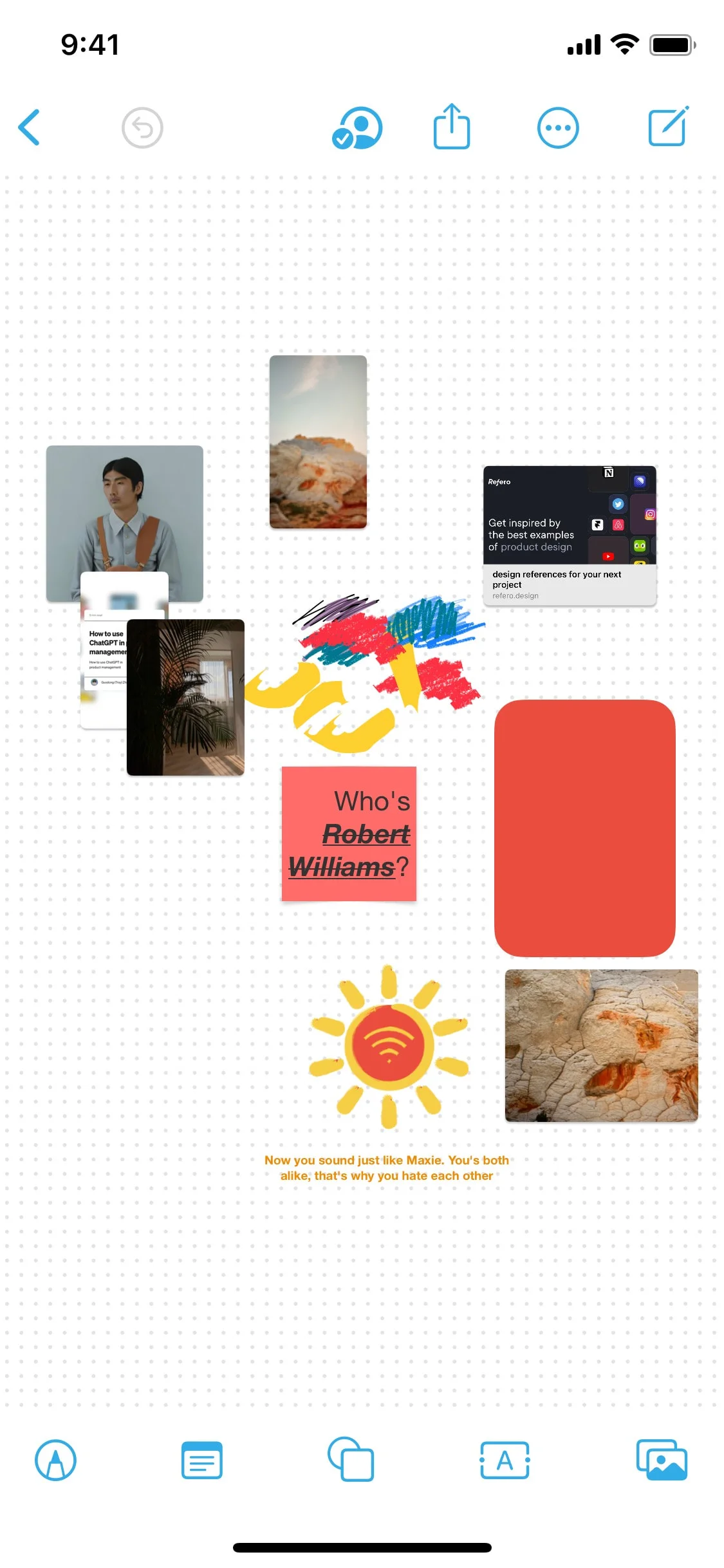 Freeform UI Design Screenshot: Infinite Canvas & Visual Brainstorming