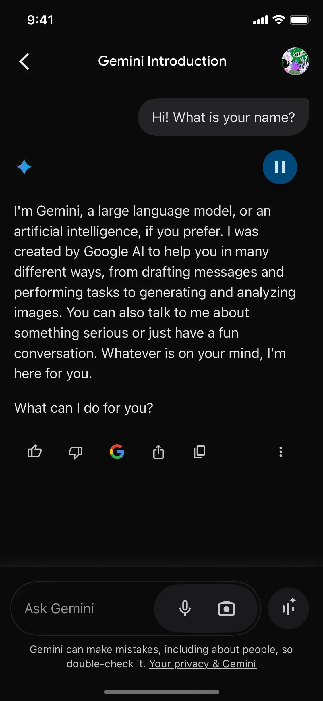 Gemini UI Design Screenshot: Google Generative AI Companion