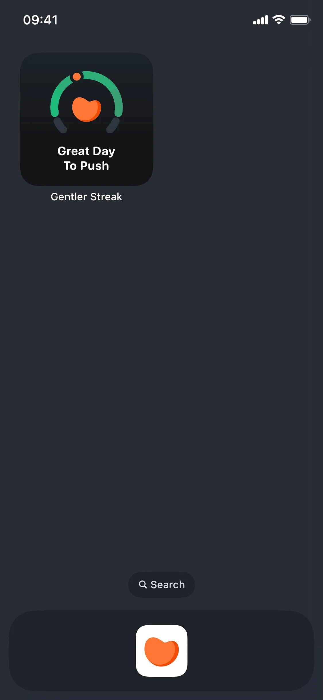 Gentler Streak UI Design Screenshot: Heart-Centric Workout & Recovery Tracker
