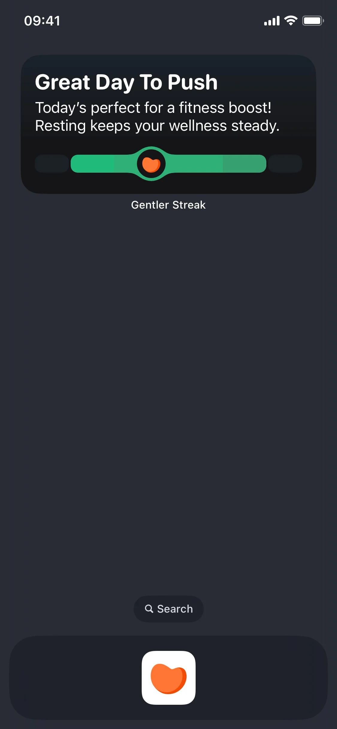Gentler Streak UI Design Screenshot: Heart-Centric Workout & Recovery Tracker