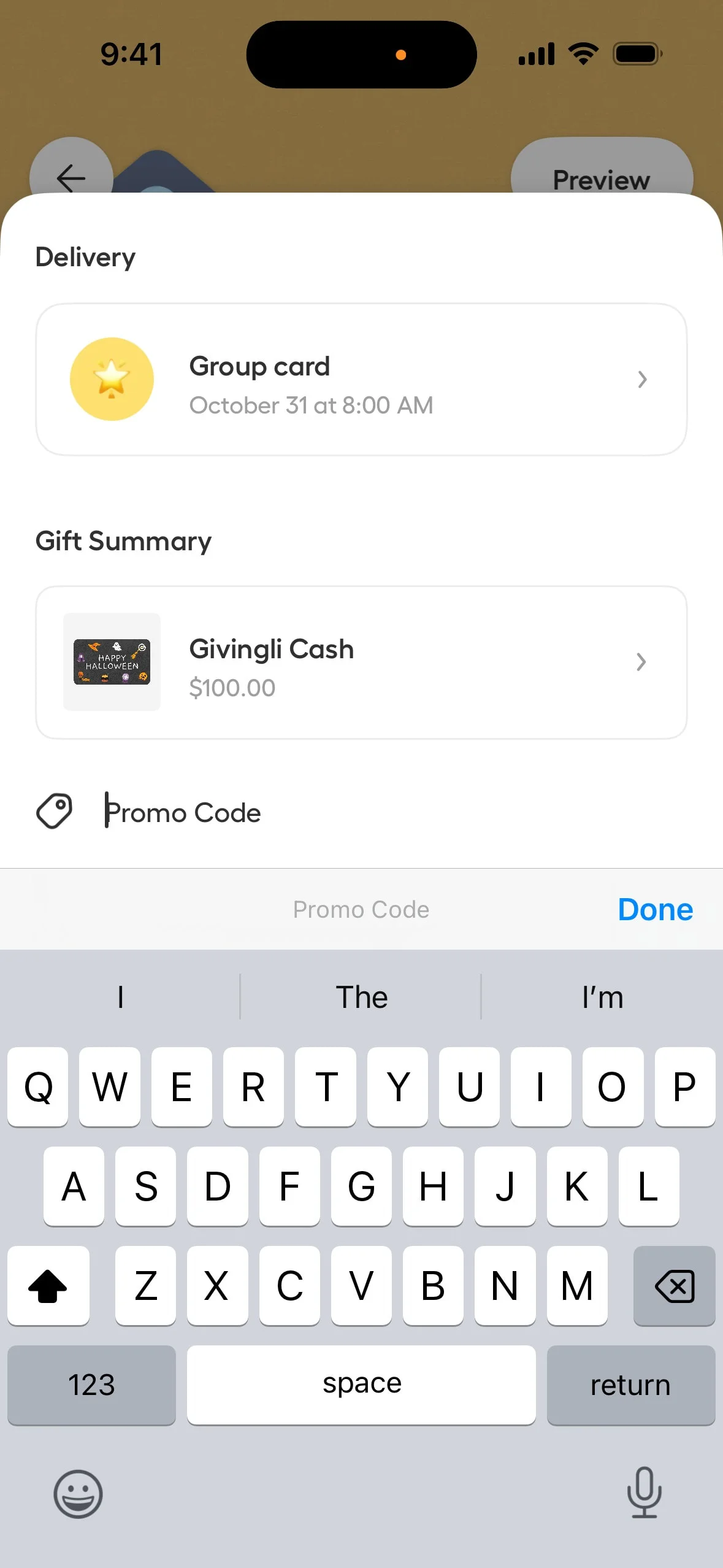 Givingli UI Design Screenshot: Digital Greeting Cards & Thoughtful Gifts