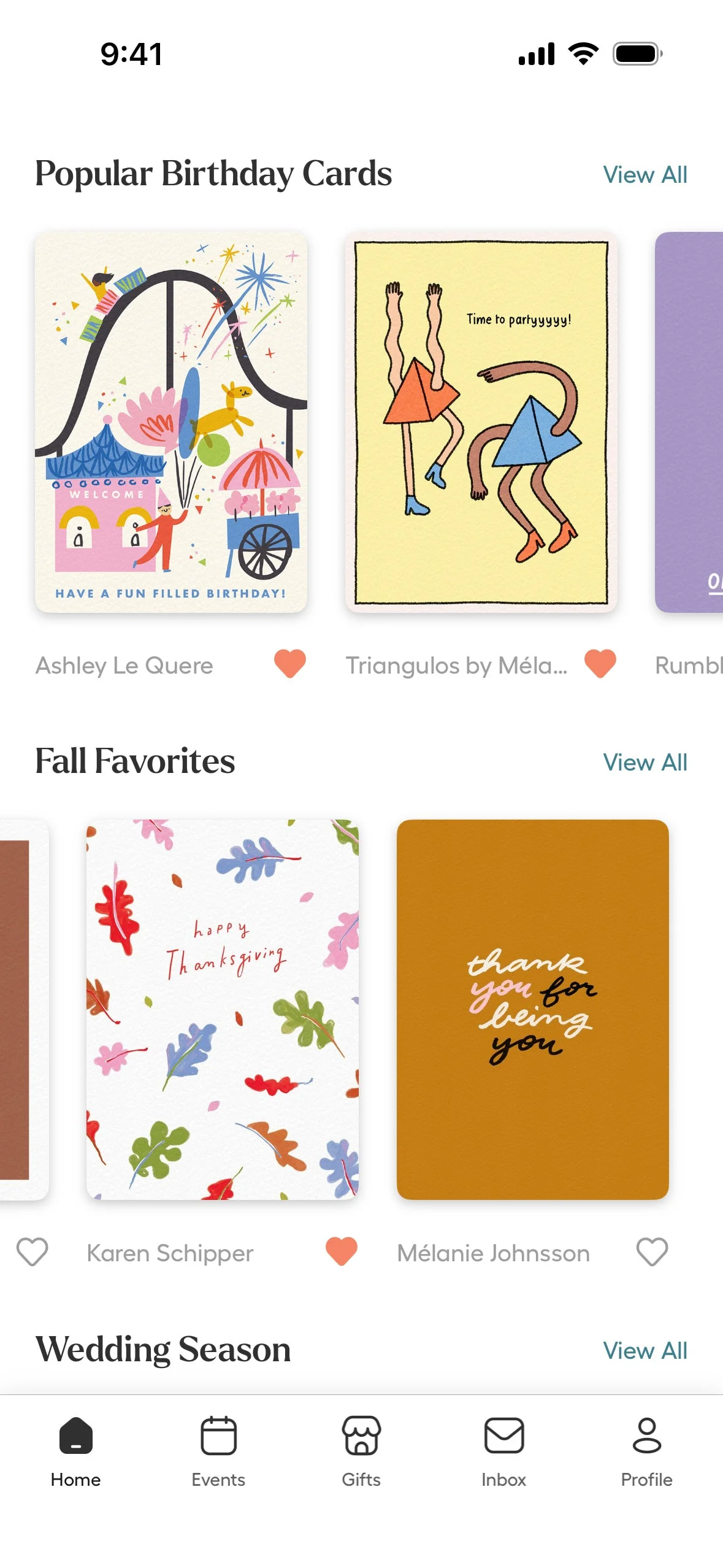 Givingli UI Design Screenshot: Digital Greeting Cards & Curated Gifts