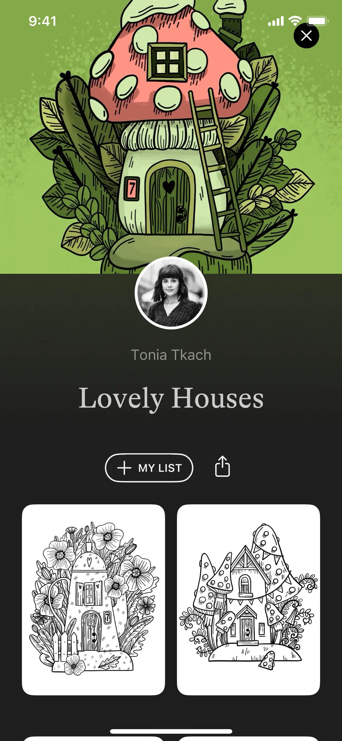 Lake UI Design Screenshot: Coloring Books by Independent Artists