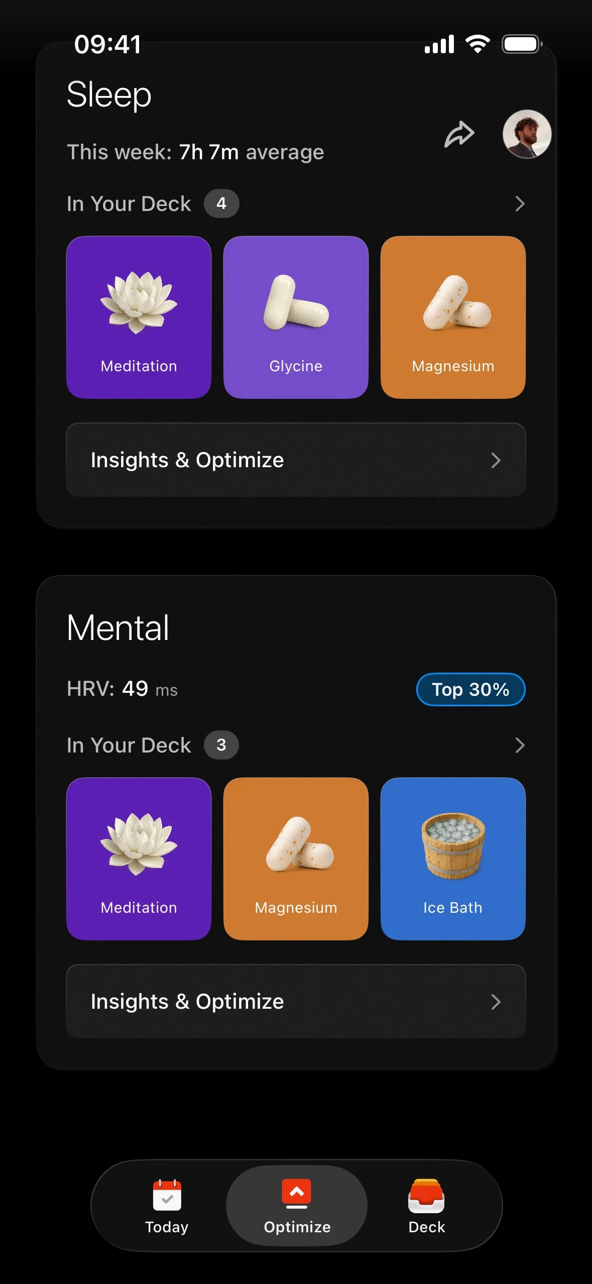 longevity UI Design Screenshot: Healthspan & Biological Age Tracker