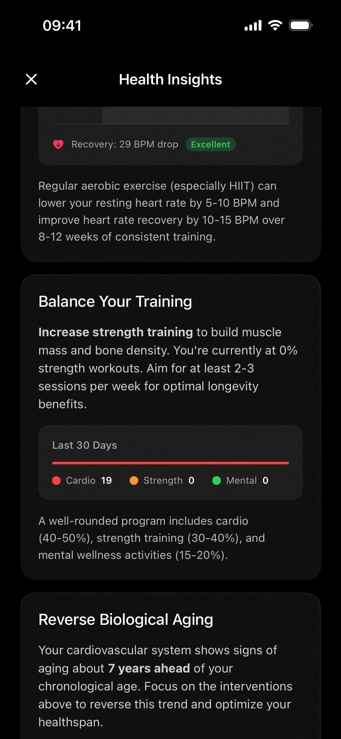 longevity UI Design Screenshot: Biomarker Tracking & Healthspan Optimization