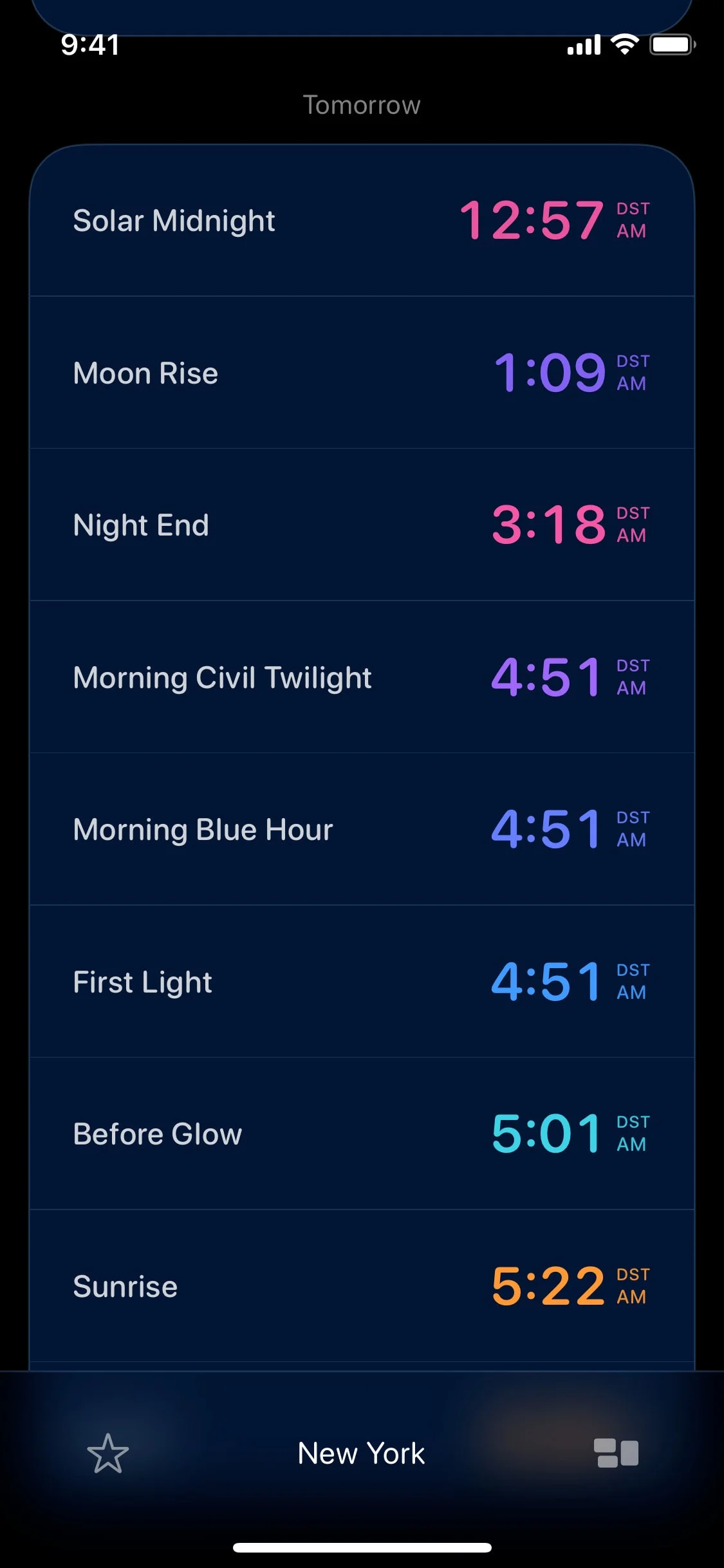 Lumy UI Design Screenshot: Sun Tracker for Golden Hour Photography