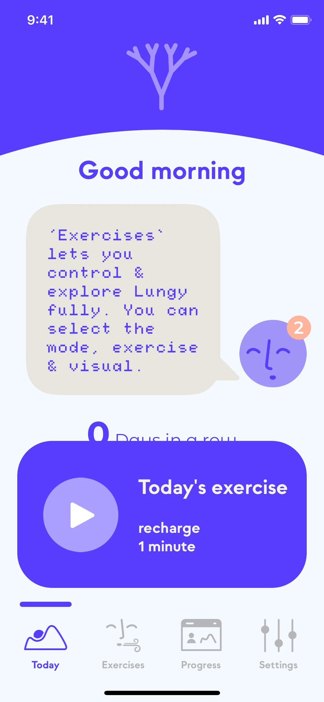 Lungy UI Design Screenshot: Breathing Exercises & Vocal Therapy