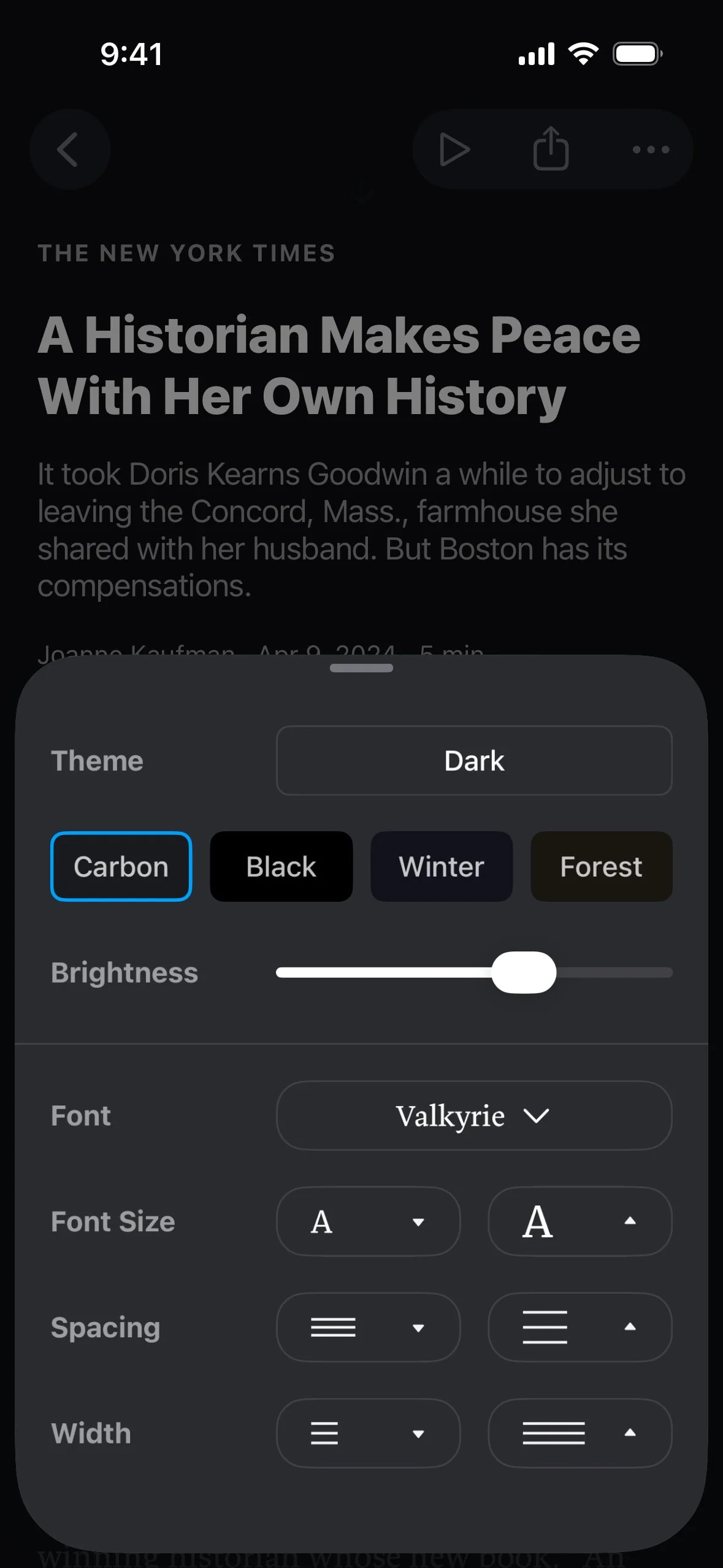 matter UI Design Screenshot: High-Fidelity Reader & Curated Articles