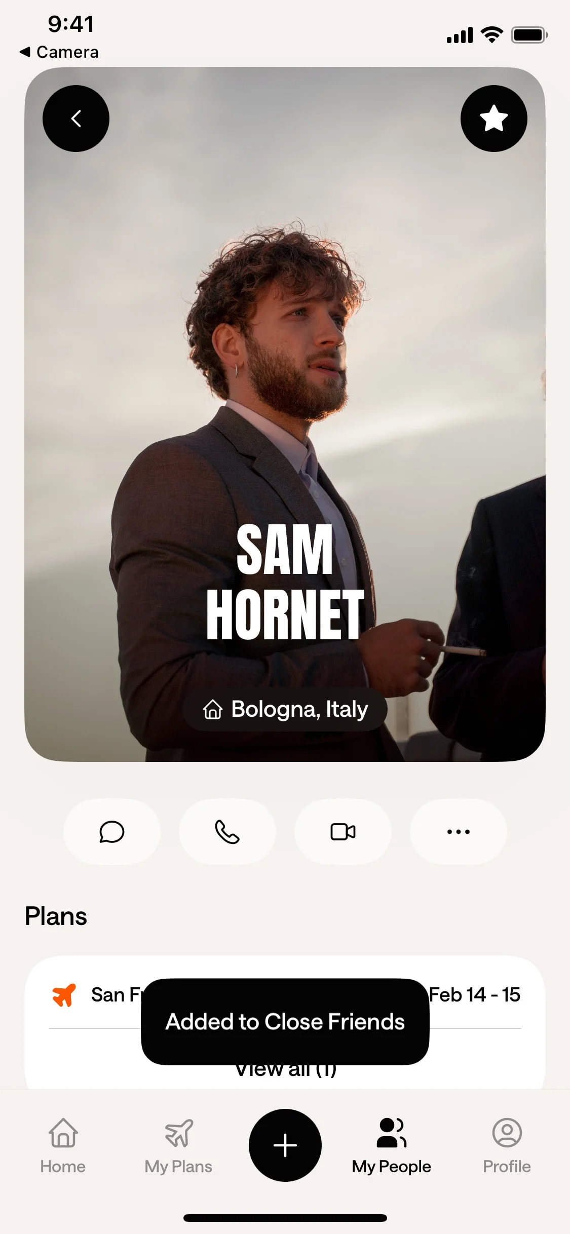 Mozi UI Design Screenshot: Private Social Connections & Memory Sharing