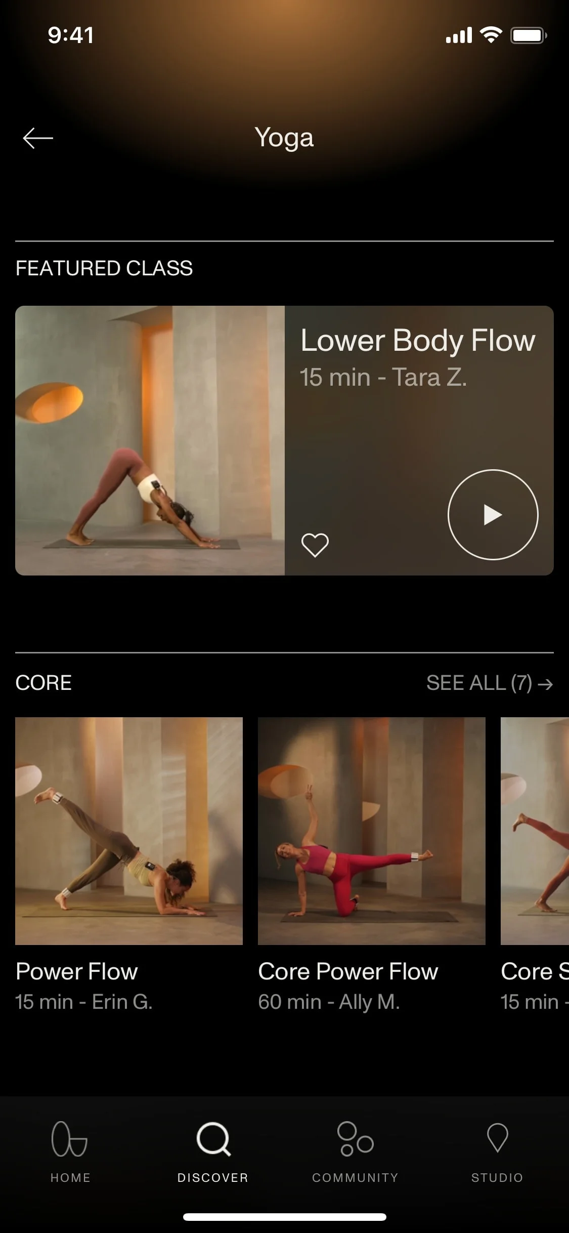 Open UI Design Screenshot: Mindful Movement, Breathwork & Sound Journeys