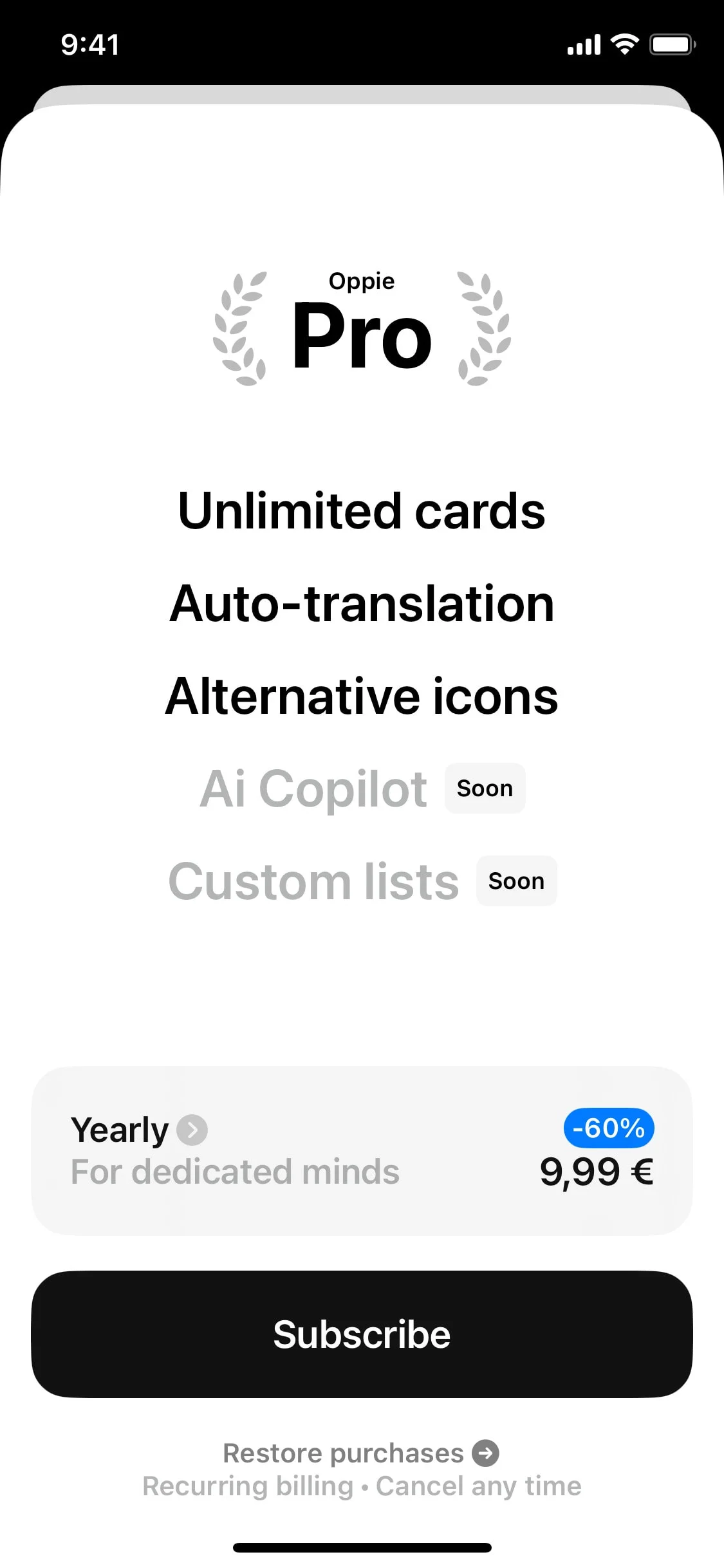 Oppie UI Design Screenshot: Smart Flashcards & Language Learning