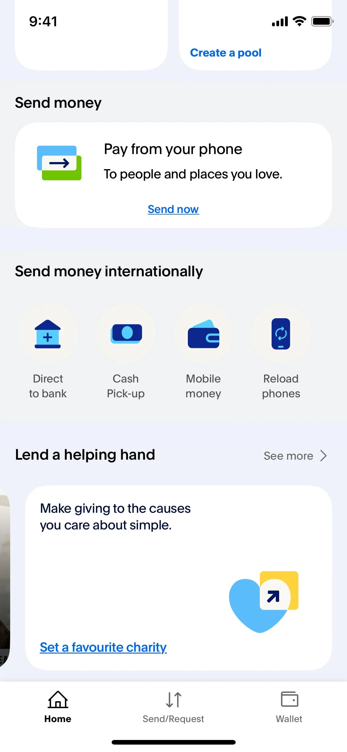 Paypal UI Design Screenshot: Digital Wallet & Peer-to-Peer Payments