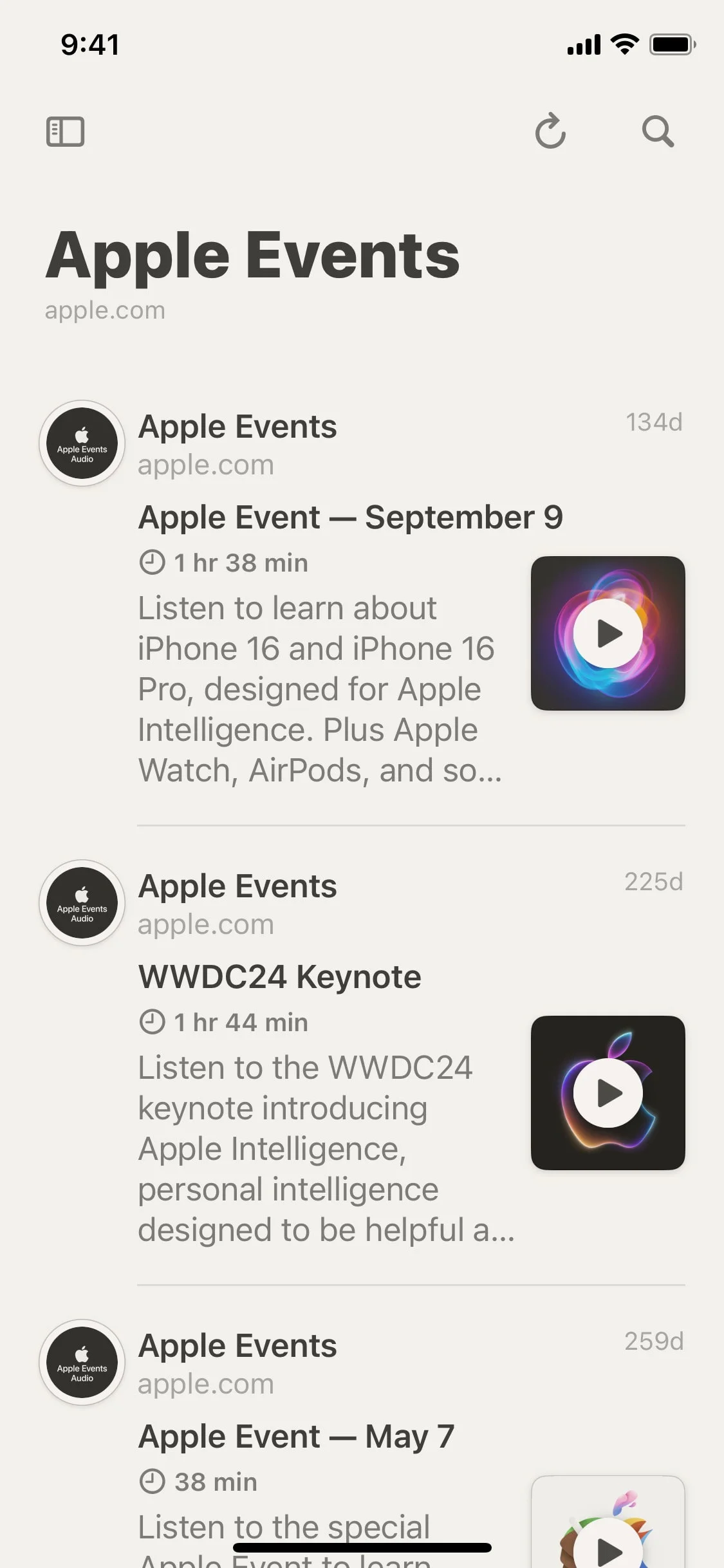 Reeder UI Design Screenshot: Universal RSS & Content Reader