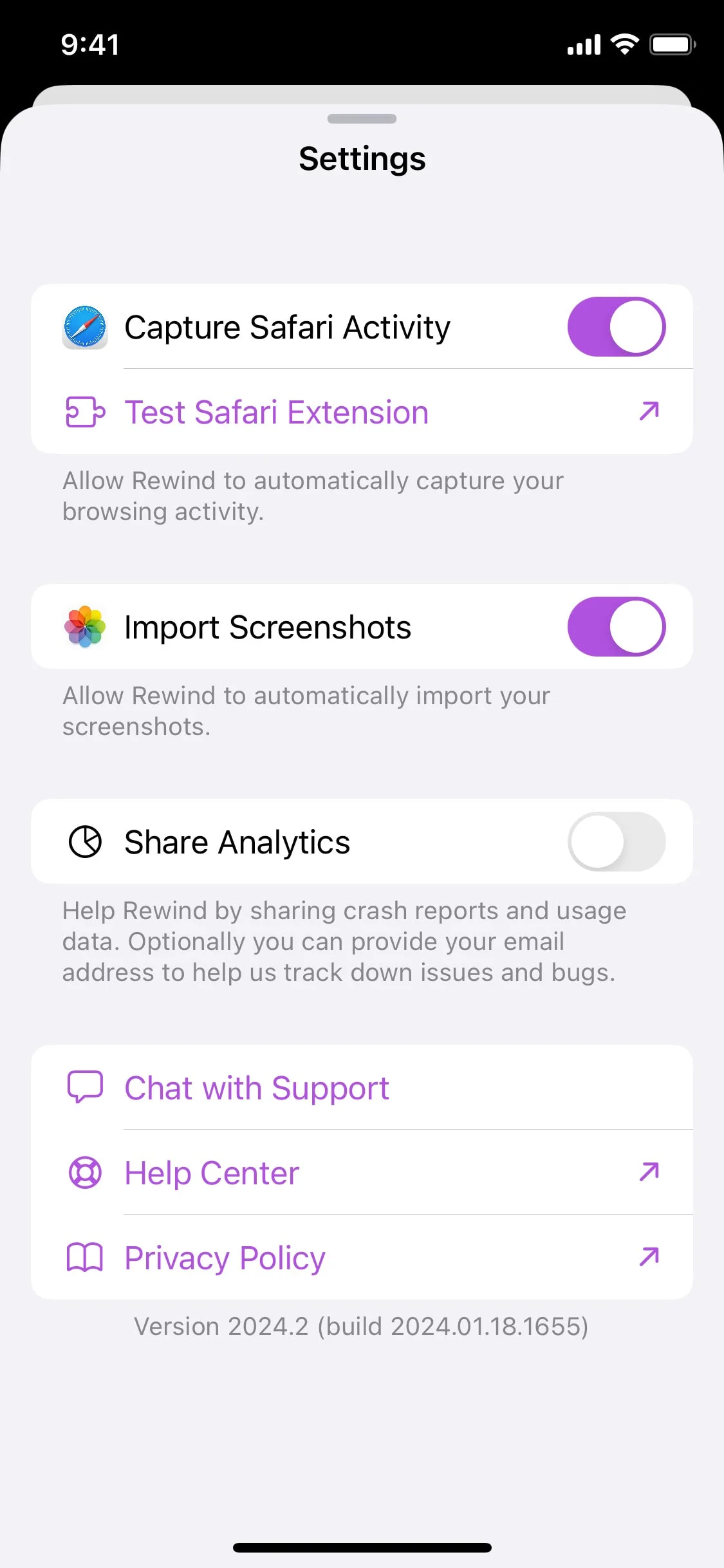 Rewind UI Design Screenshot: Truly Personalized Memory Engine
