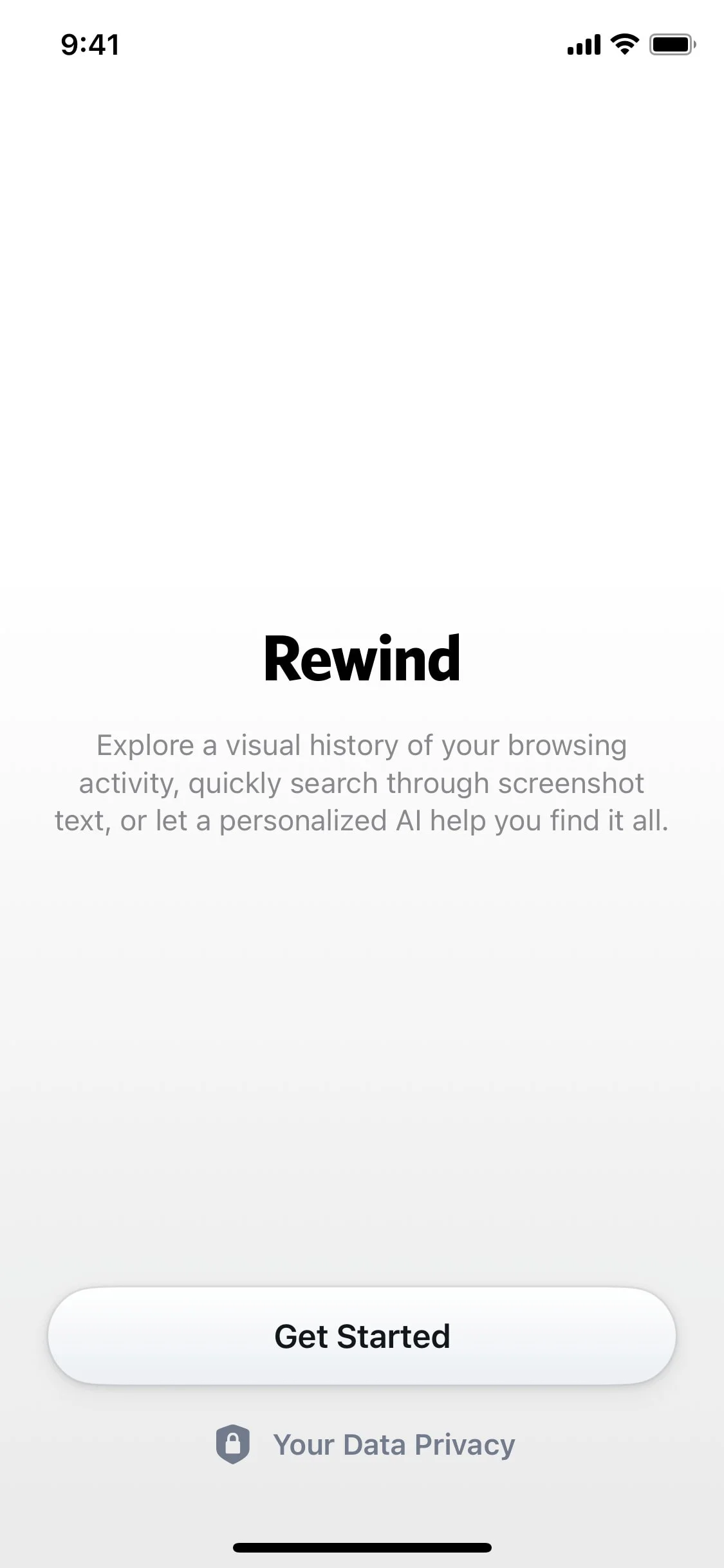 Rewind UI Design Screenshot: Truly Personalized Memory Engine