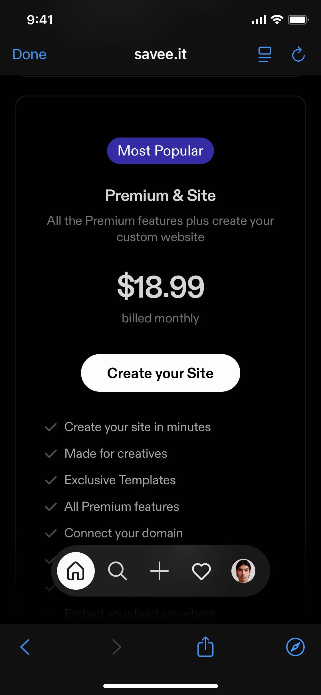 Savee UI Design Screenshot: Visual Inspiration & Creative Bookmarks